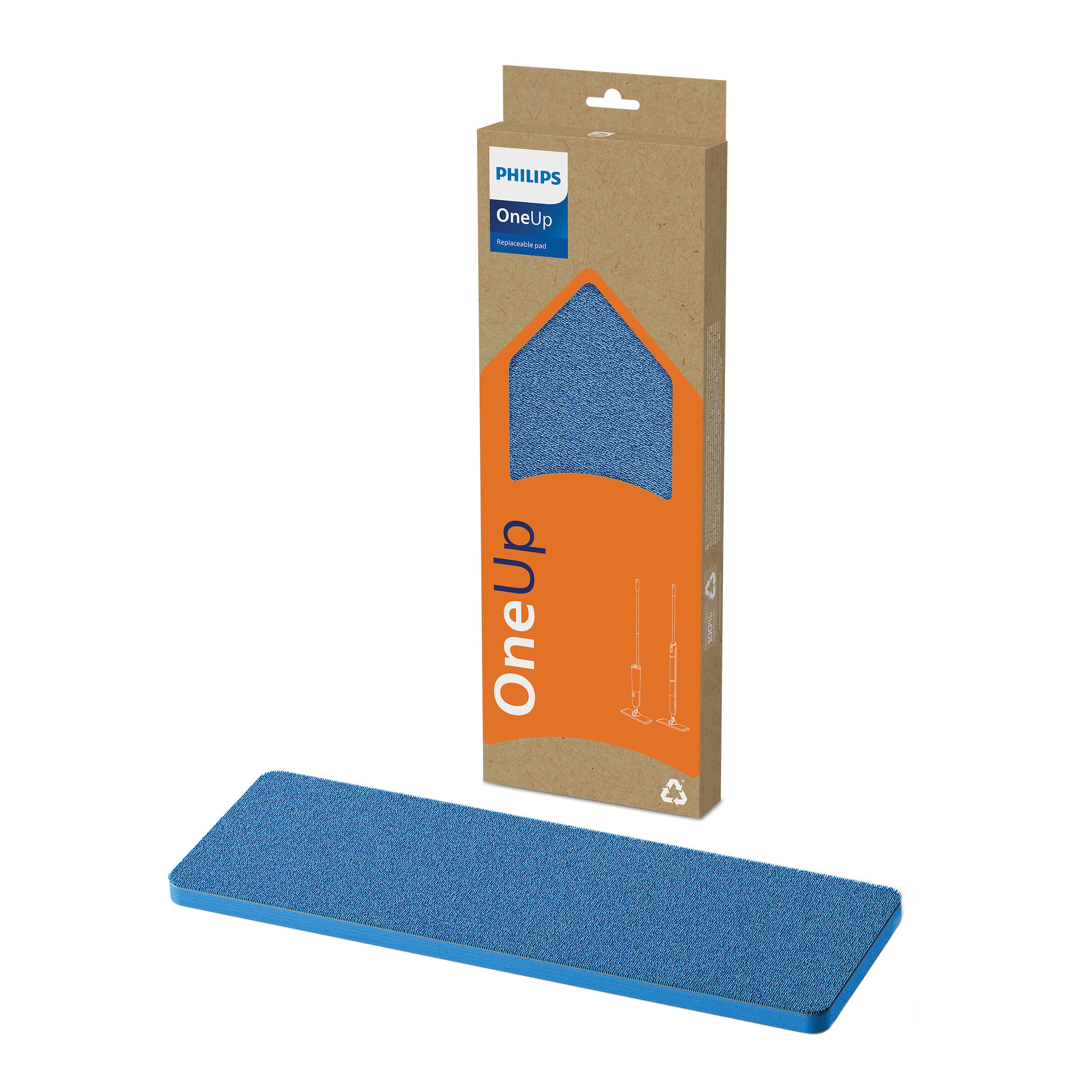 Philips Mikrofaserpad »OneUp Ersatzpad XV1882/10«, Mikrofaser, 12 cmx35 cm, (1 St.), für empfindliche und nicht saugfähige Hartböden (Holzböden) geeignet