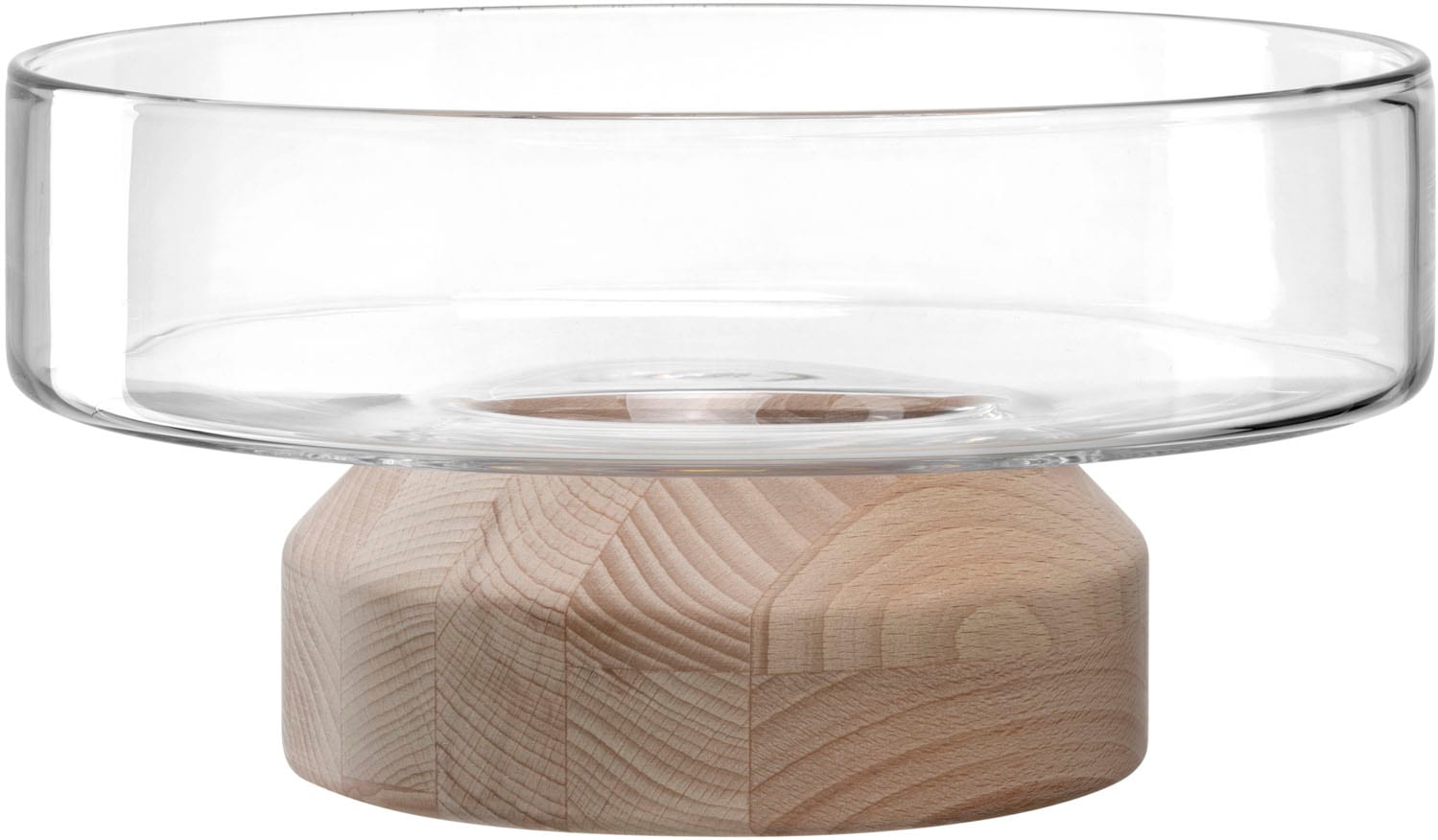 Dekoschale LEONARDO Schale LEGNO 27 cm auf Holzsockel, beige, Dekoschalen, Dekoschale