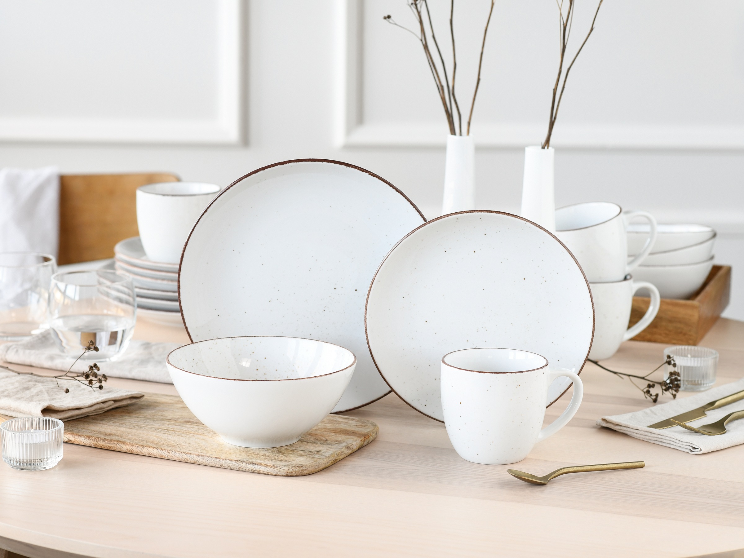 CreaTable Kombiservice »Geschirr-Set VINTAGE NATURE«, (Set, 16 tlg., Kaffeeservice und Tafelservice im Set, für 4 Personen), Service, 16 Teile, für 4 Personen
