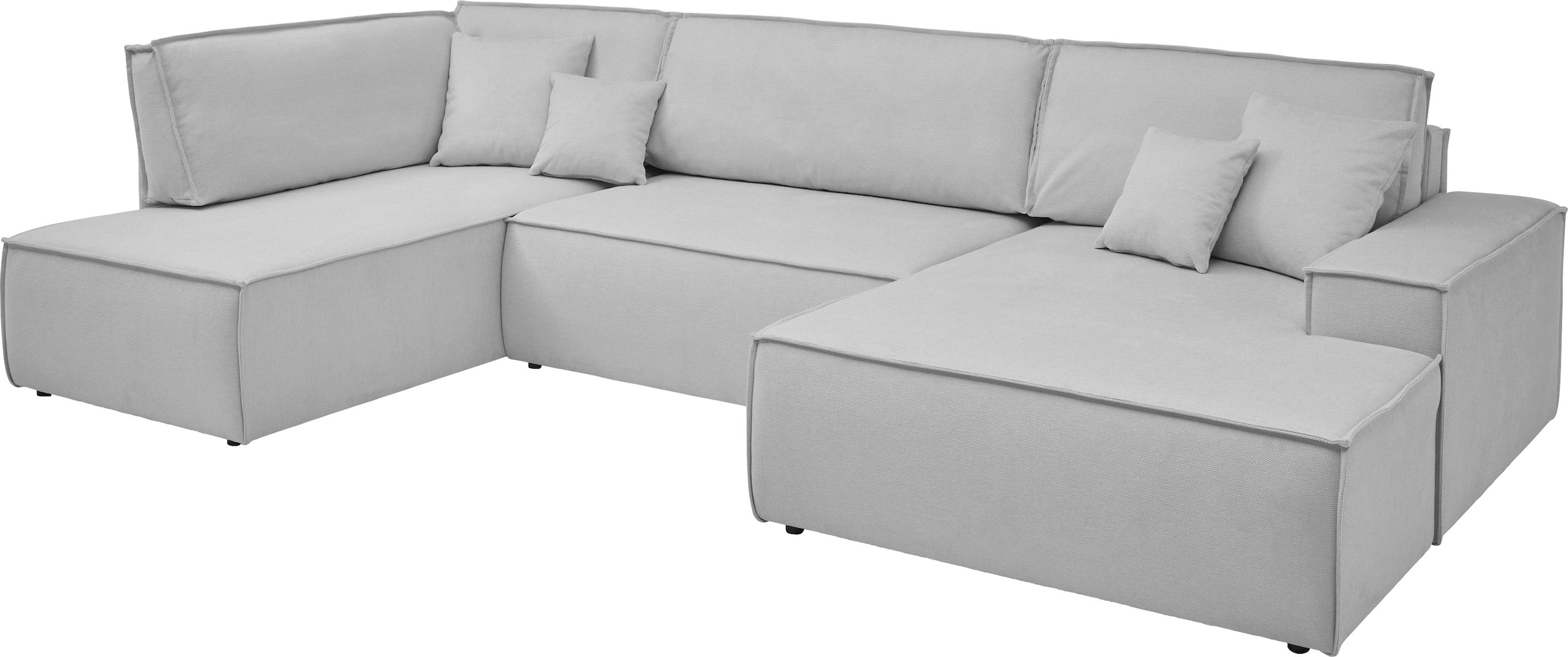 andas Wohnlandschaft »FINNLEY U-Form XXL 329 cm, Schlafsofa, Schlaffunktion m. Bettkasten«, (194/139 cm), Bouclé, Struktur und Cord