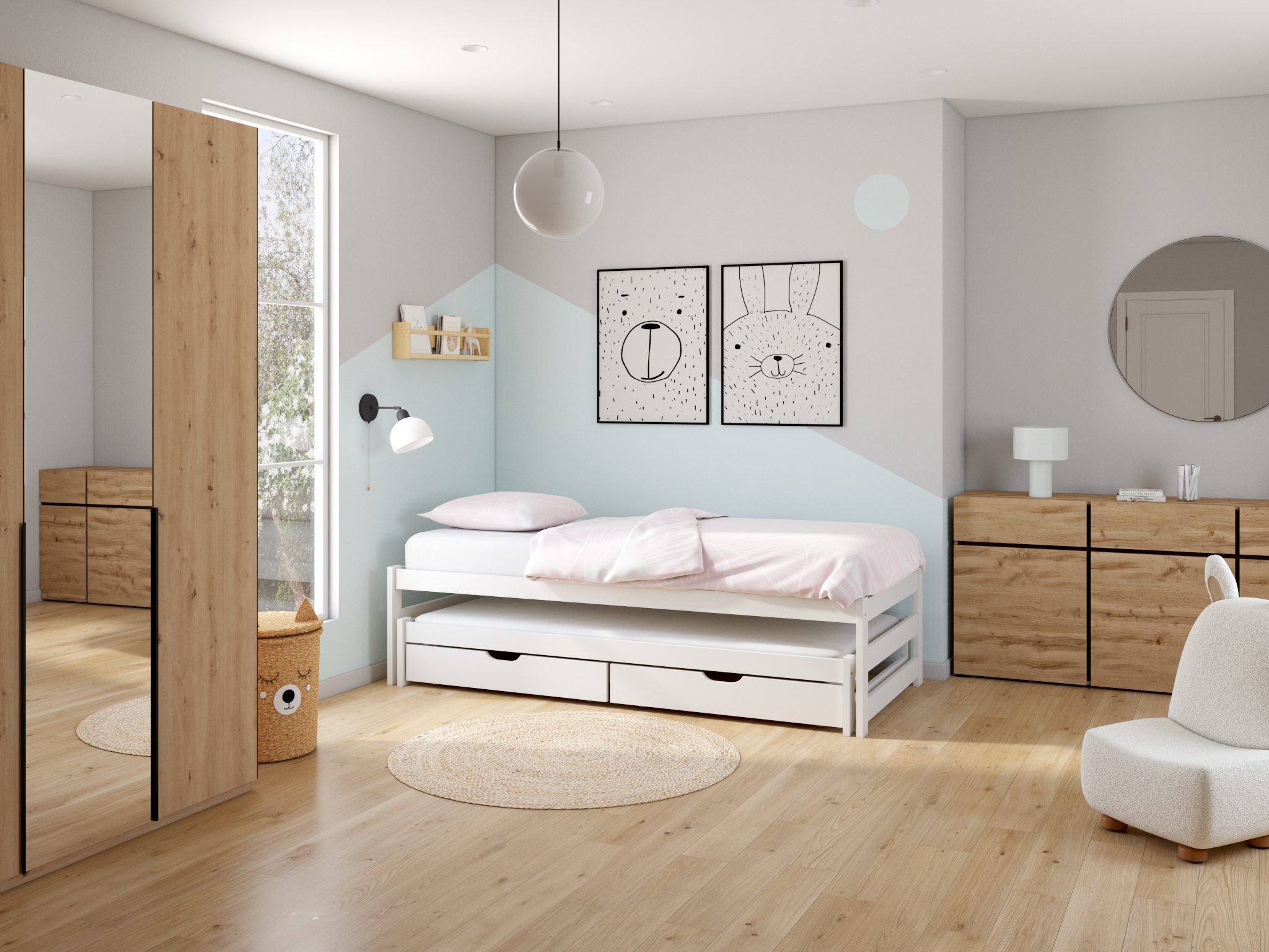 INOSIGN Sideboard »Cross,Breite 225 cm, moderne grifflose Kommode,4 Türen/4 Schubkästen« Schubladenschrank mit viel Stauraum, Einlegeböden verstellbar