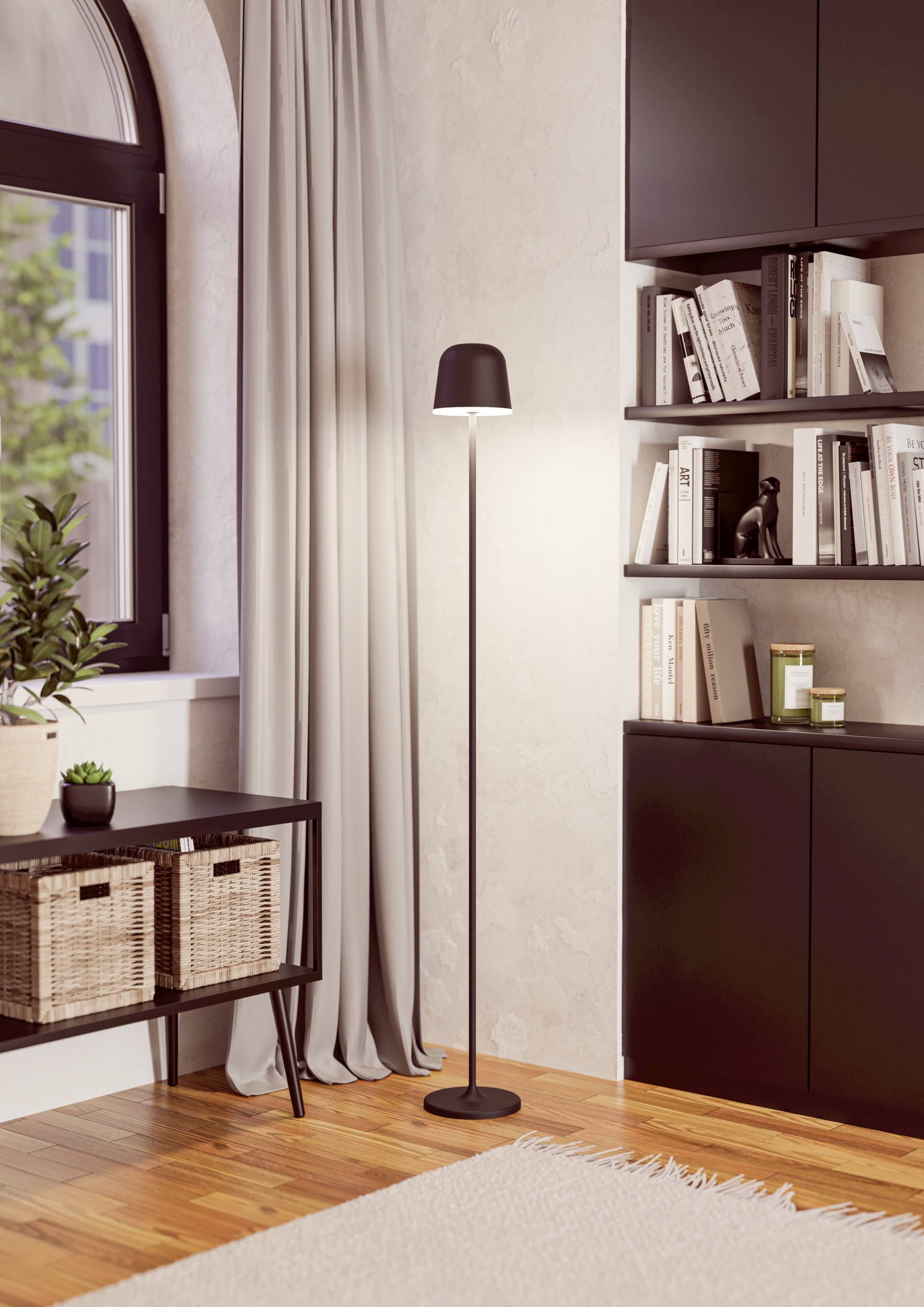 EGLO Stehlampe »MANNERA-L Stehlampe - Alu, Stahl - LED - 4,3W - IP54« LED-Modul 1 Stk. Neutralweiß | Warmweiß Standleuchte, Leselampe, Wohzimmer, Schlafzimmer, H140 x Ø16 cm