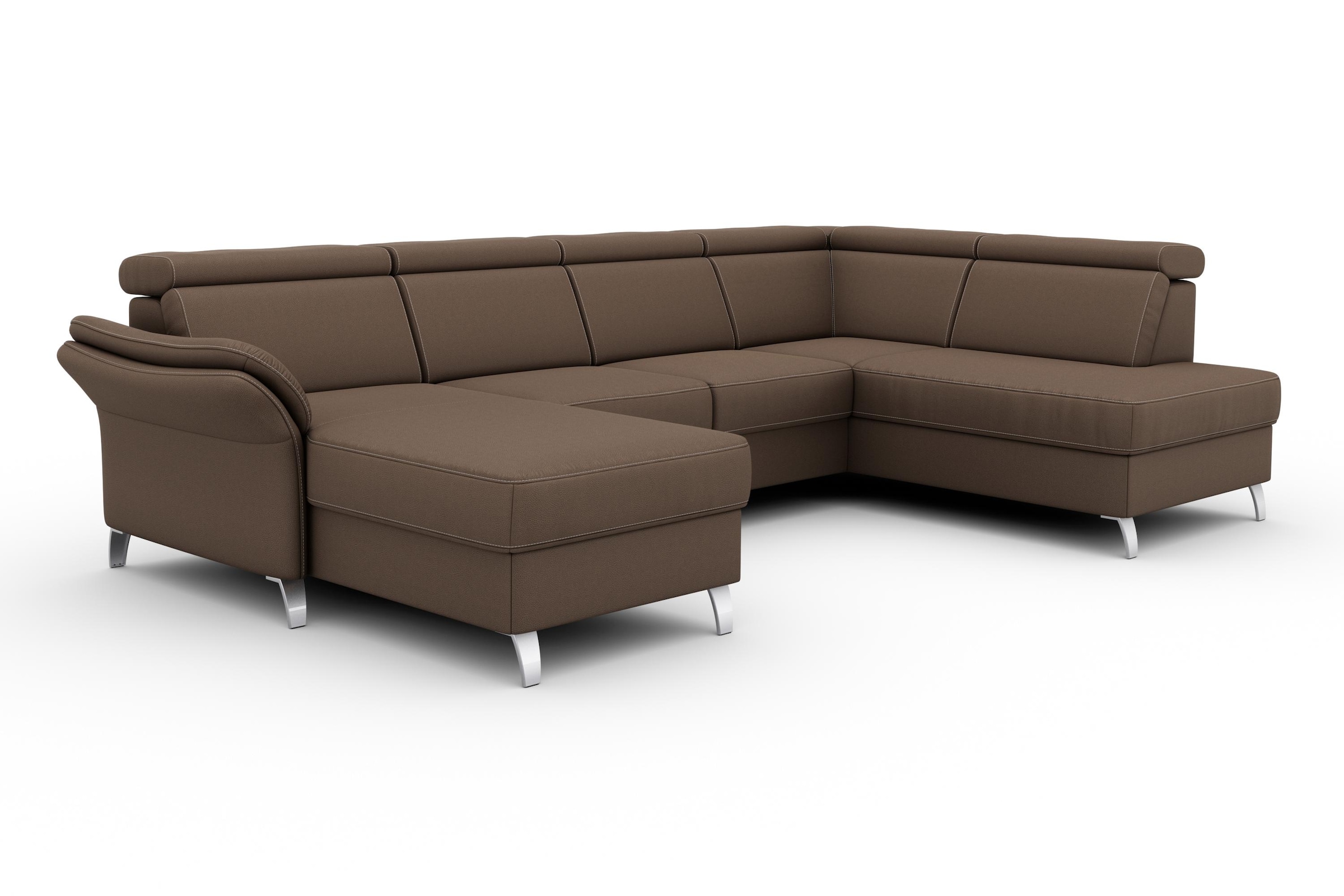 sit&more Wohnlandschaft »Vincenzo U-Form«, inklusive Kopfteilverstellung, wahlweise mit Bettfunktion, Bettkasten