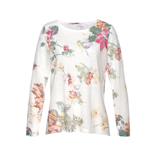 Aniston CASUAL Langarmshirt, mit großflächigem Blumendruck und Vögeln  online kaufen