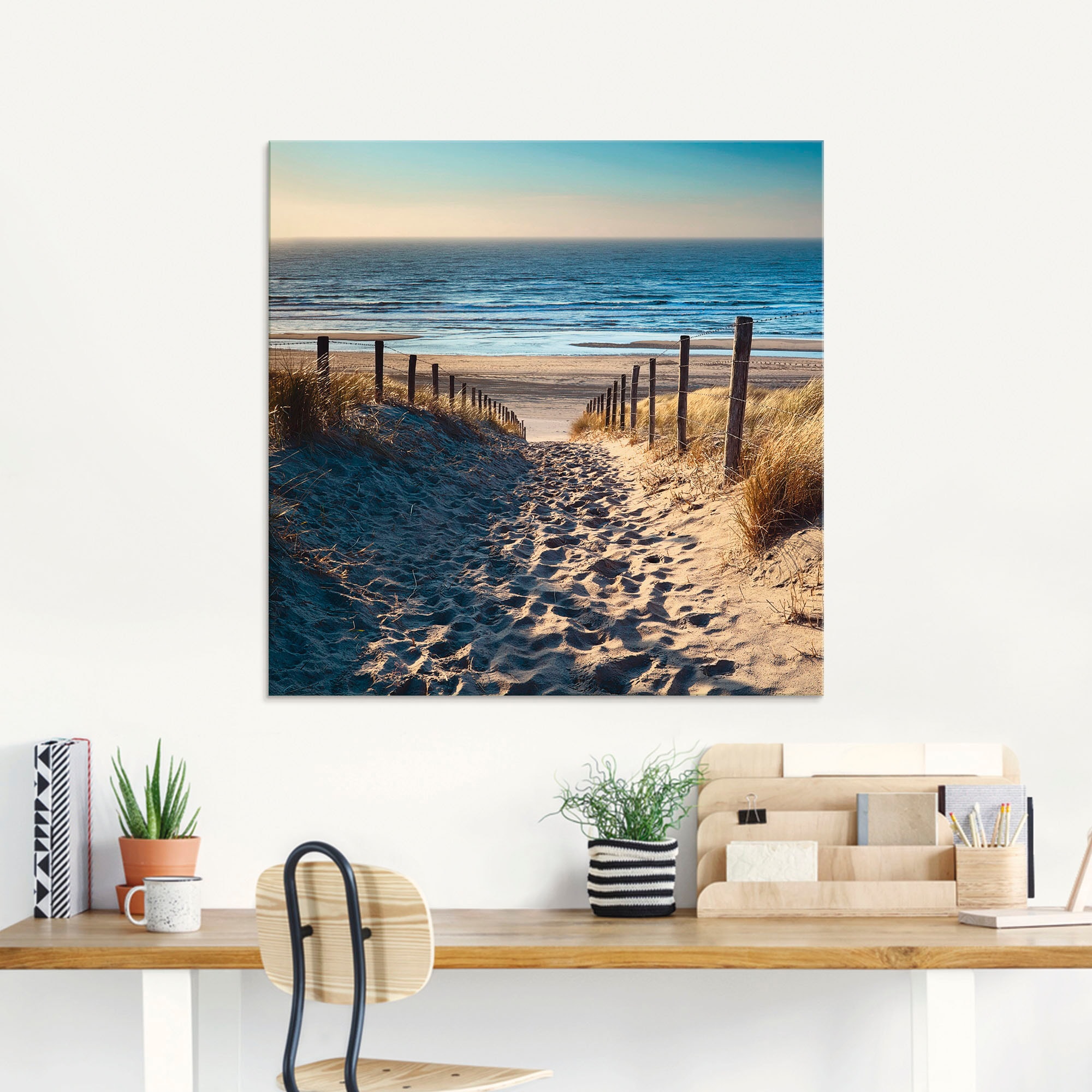 Artland Glasbild »Weg zum Nordseestrand Sonnenuntergang«, Strand, (3 St.), günstig online kaufen