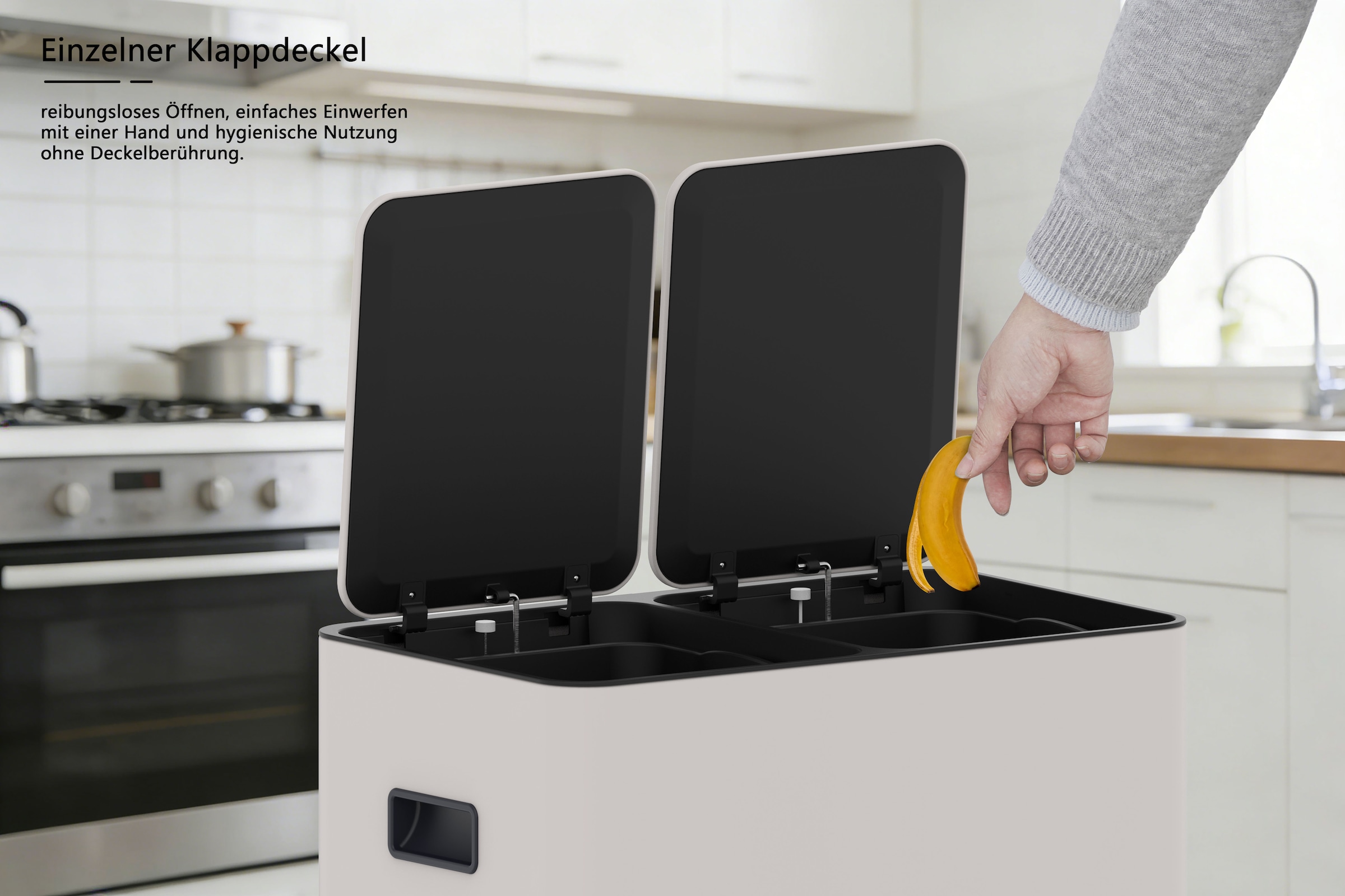 OTTO home Mülleimer »Garrin, Soft Close, m. 2 Fächern, Fassungsvermögen 2x15 L bzw. 2x30 L« 2 Behälter Mülltrennsystem mit 2 separaten Innenbehältern und Fußtrittpedalen