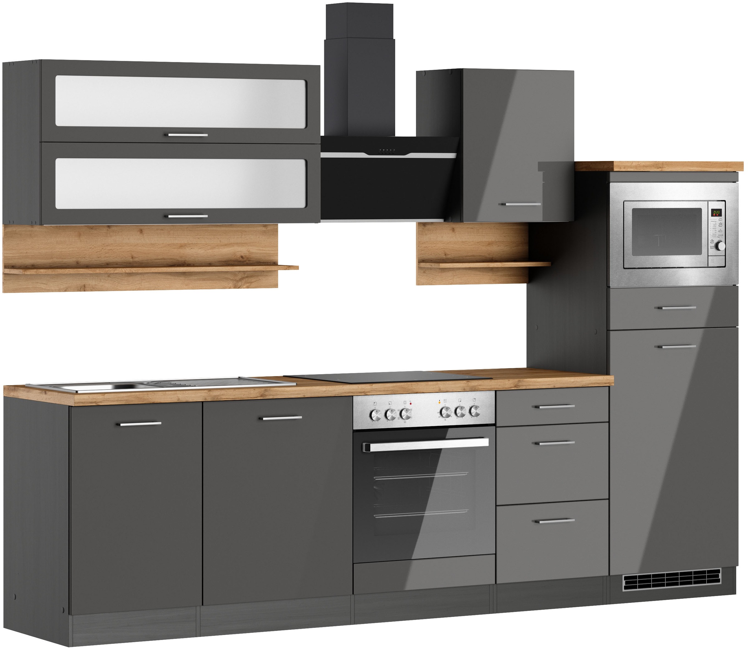 KOCHSTATION Küchenzeile »KS-Milan«, 280 cm breit, robuste Metallauszüge, vi günstig online kaufen