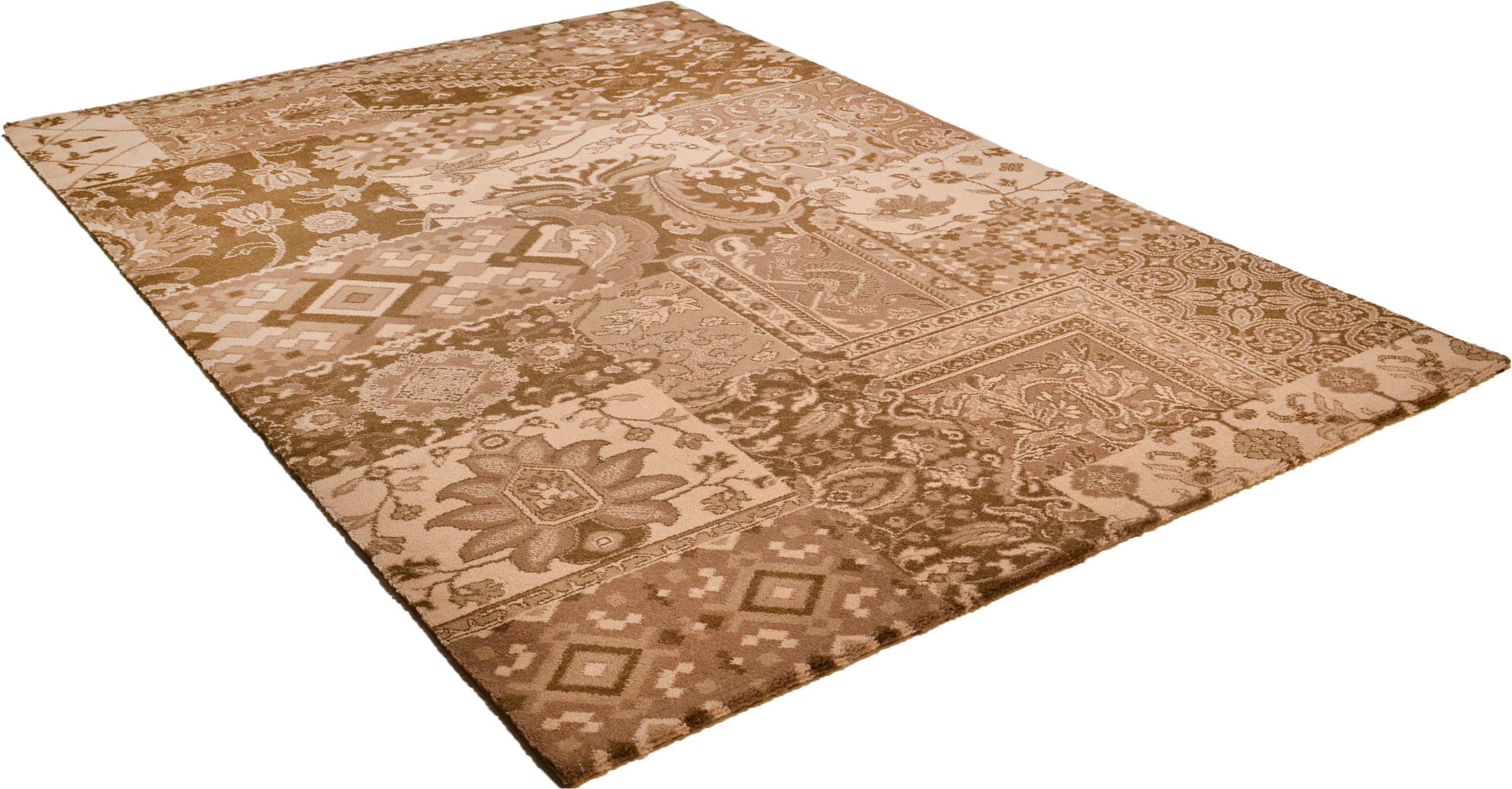 THEKO Teppich »Timeless 3«, rechteckig, 12 mm Höhe, Kurzflor, florales Patchwork Design, 80% Schurwolle, Wohnzimmer