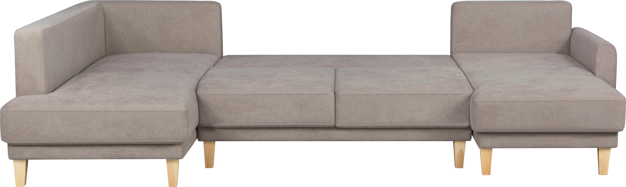 Home affaire Wohnlandschaft »TRIPLO U-Form wahlweise mit Schlaffunktion, B/T/H: 310/192/90 cm«, Schlafsofa, auch mit Bettkasten, Steppung im Rückenkissen