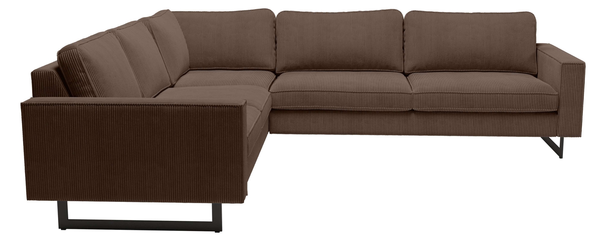 Home affaire Ecksofa »Pinto, XXL, 250/290 cm, langer Schenkel, Ottomane« Cord, Chenille, Lederoptik, mit Keder, Metallfüße, Wellenunterfederung