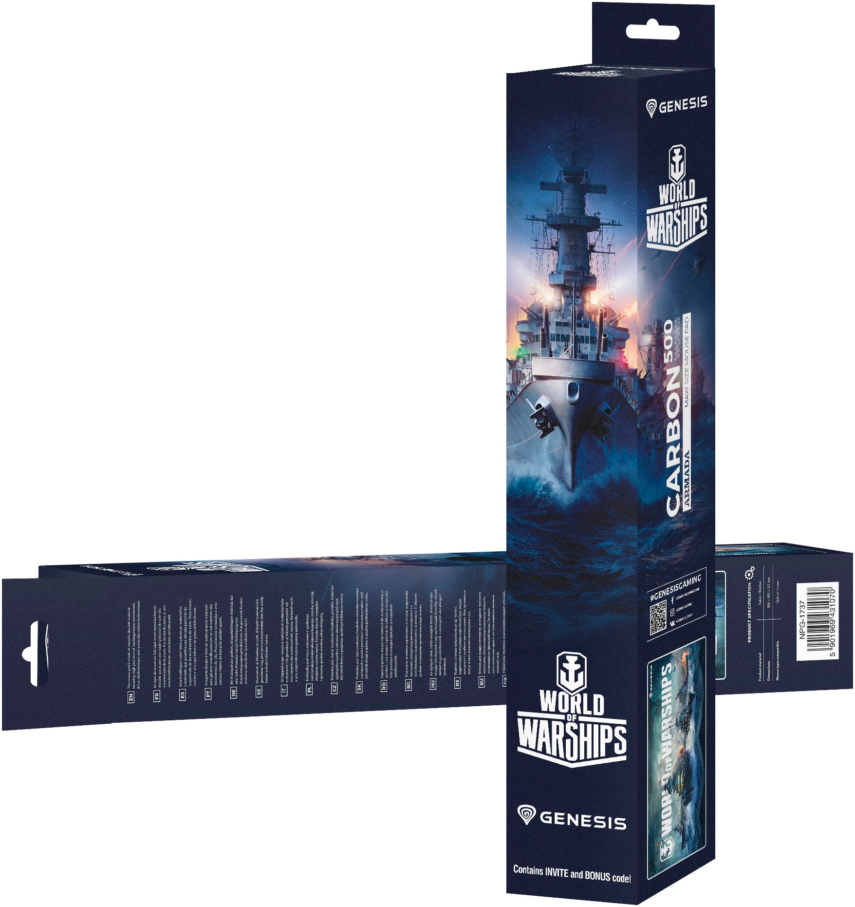 Genesis Mauspad »CARBON 500 "WOWS ARMADA" XXL (900mm x 450mm)«