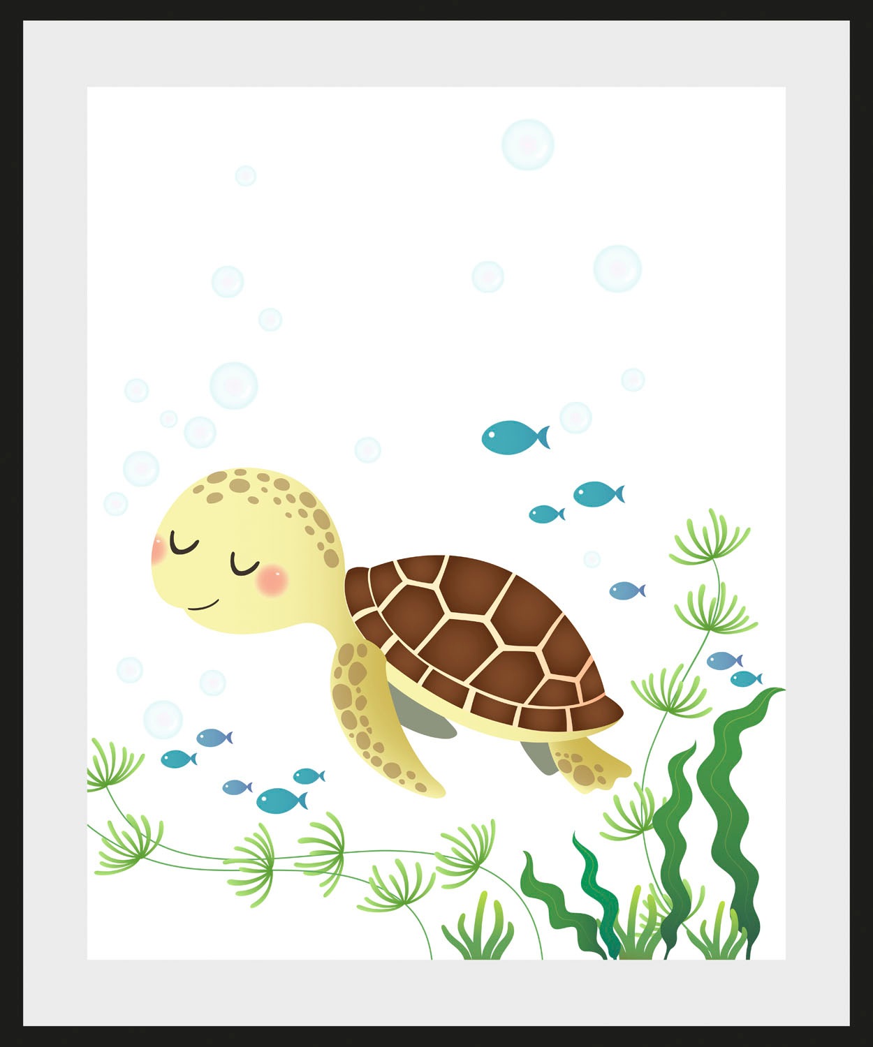 Lüttenhütt Bild »Crush«, Schildkröten-Unterwasserwelt-Pflanzen-Pflanzenbilder, (1 St.), HD Premium Poster-Druck inkl. Holzrahmen