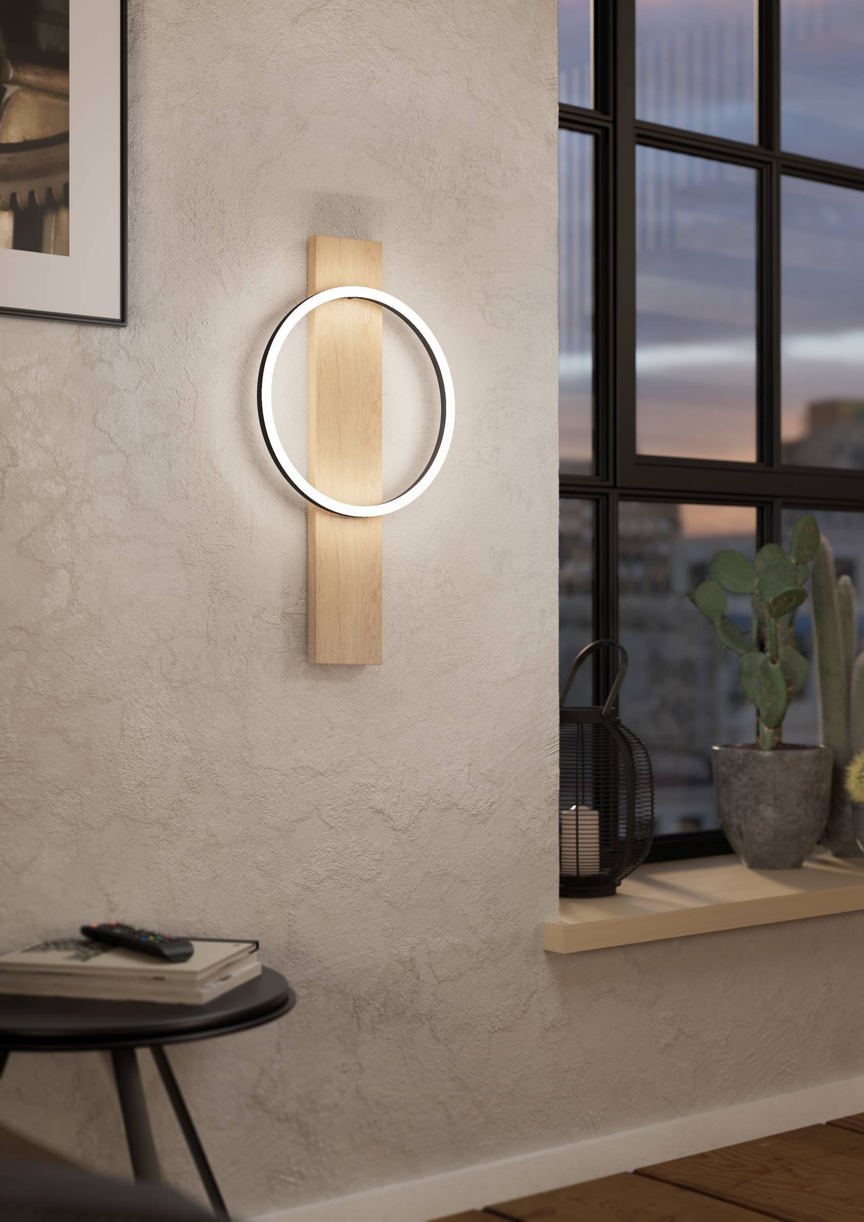 EGLO Wandleuchte »Boyal Wandlampe, FSC zerifiziert, Holz, Metall, Flurlampe, Lampe« LED-Modul 1 Stk. Warmweiß Wand-/Deckenleuchte - L30 x H56 x AL7,5 cm - schwarz, braun