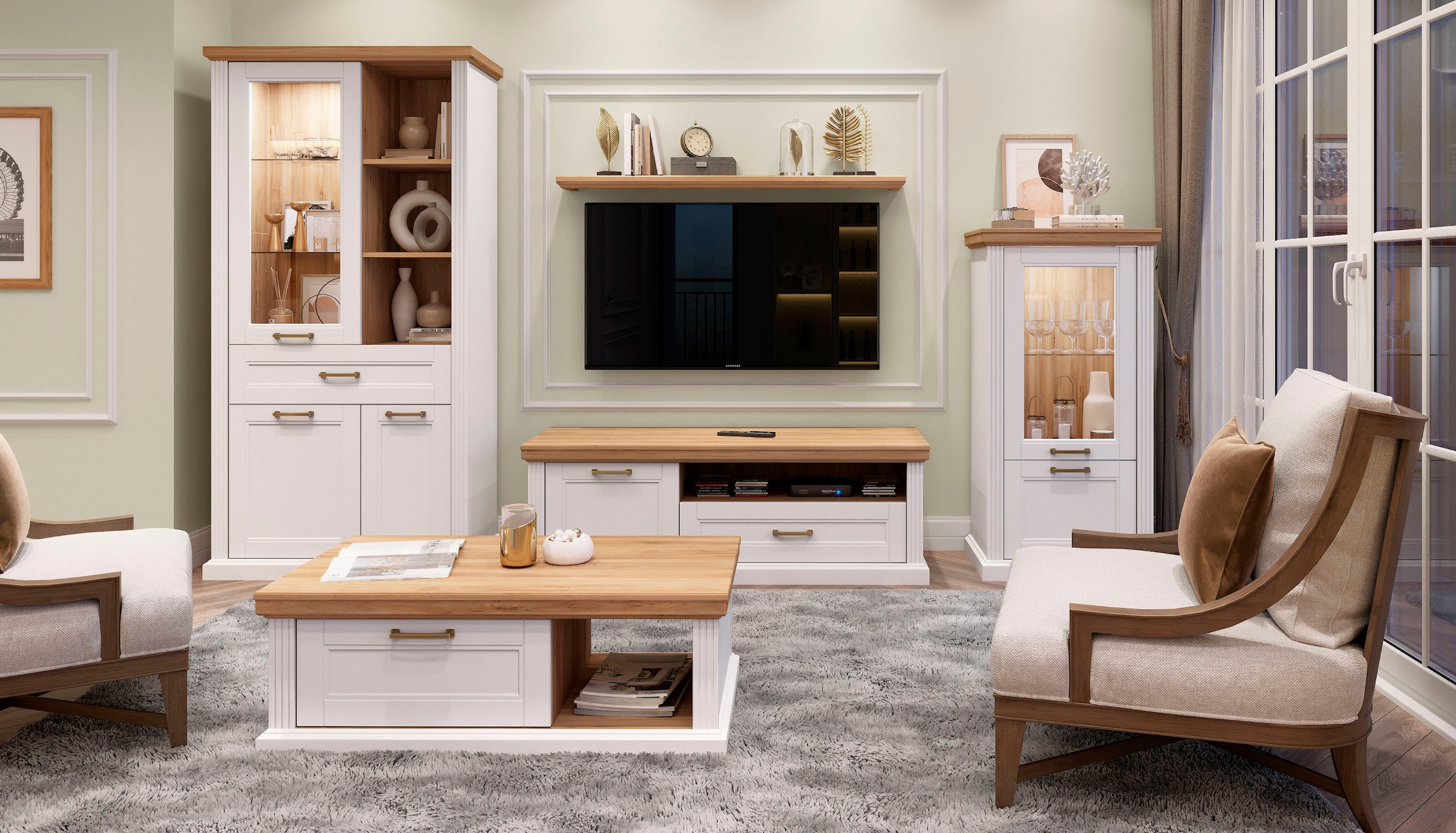 Home affaire Vitrine »Tara«, lackiert mit wasserbasiertem UV-Lack, Soft-Close-Funktion