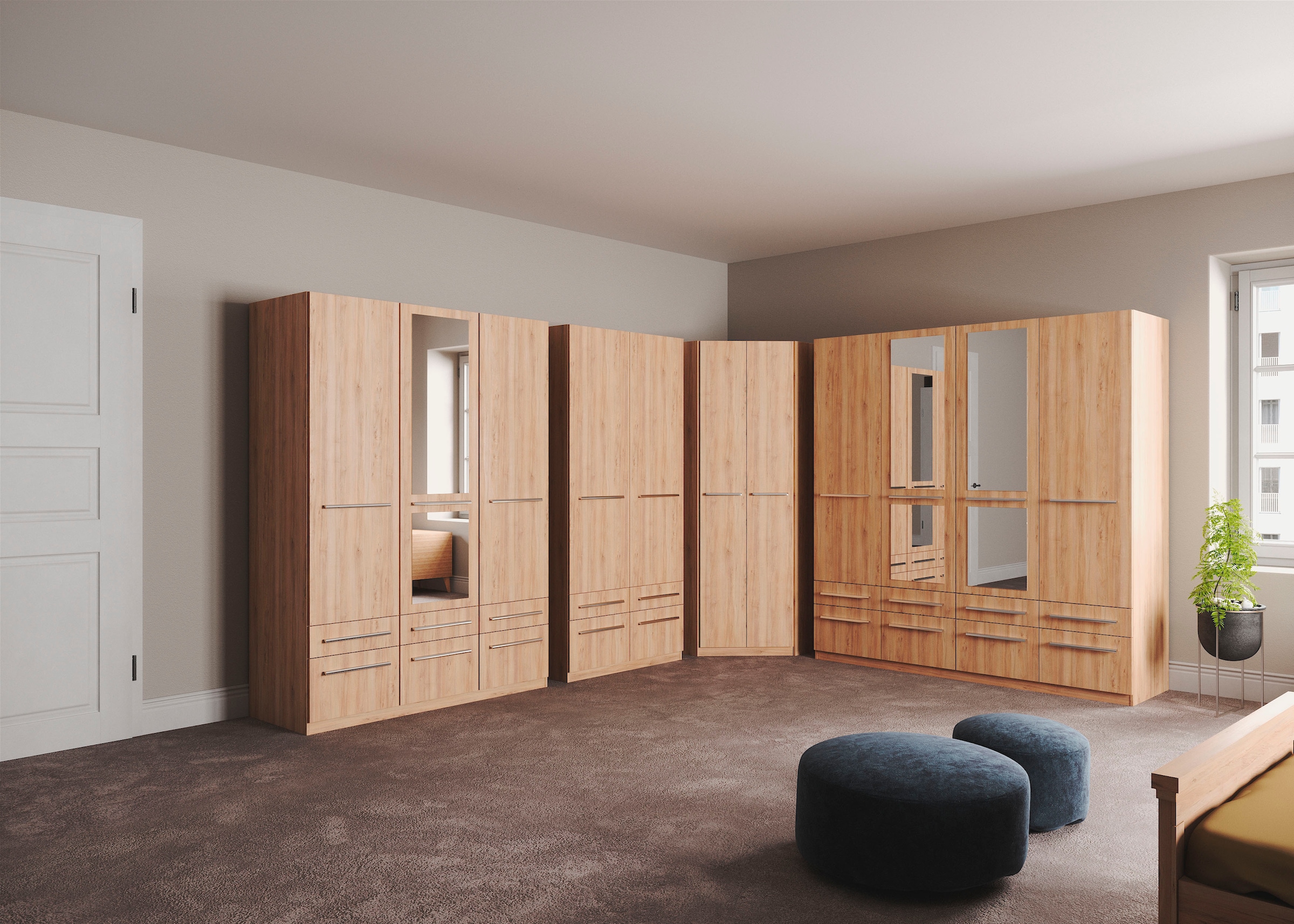 priess Kleiderschrank »Schrank Garderobe Wäscheschrank Barcelona in 5 Breiten«, viel Stauraum, geräumige Schubkästen, mit Spiegel, MADE IN GERMANY