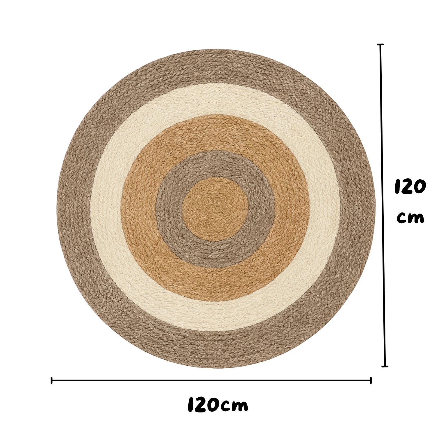Myflair Möbel & Accessoires Teppich »Terra Rings«, rund, 10 mm Höhe, Juteteppich, handgeflochten, Wendeteppich, gestreift, reine Naturfaser