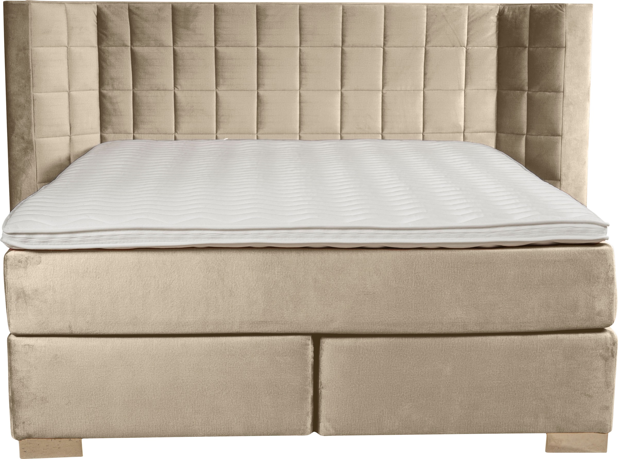 Places of Style Boxspringbett »Piazza«, mit Steppung und Kopfteil mit seitlichen Flügeln