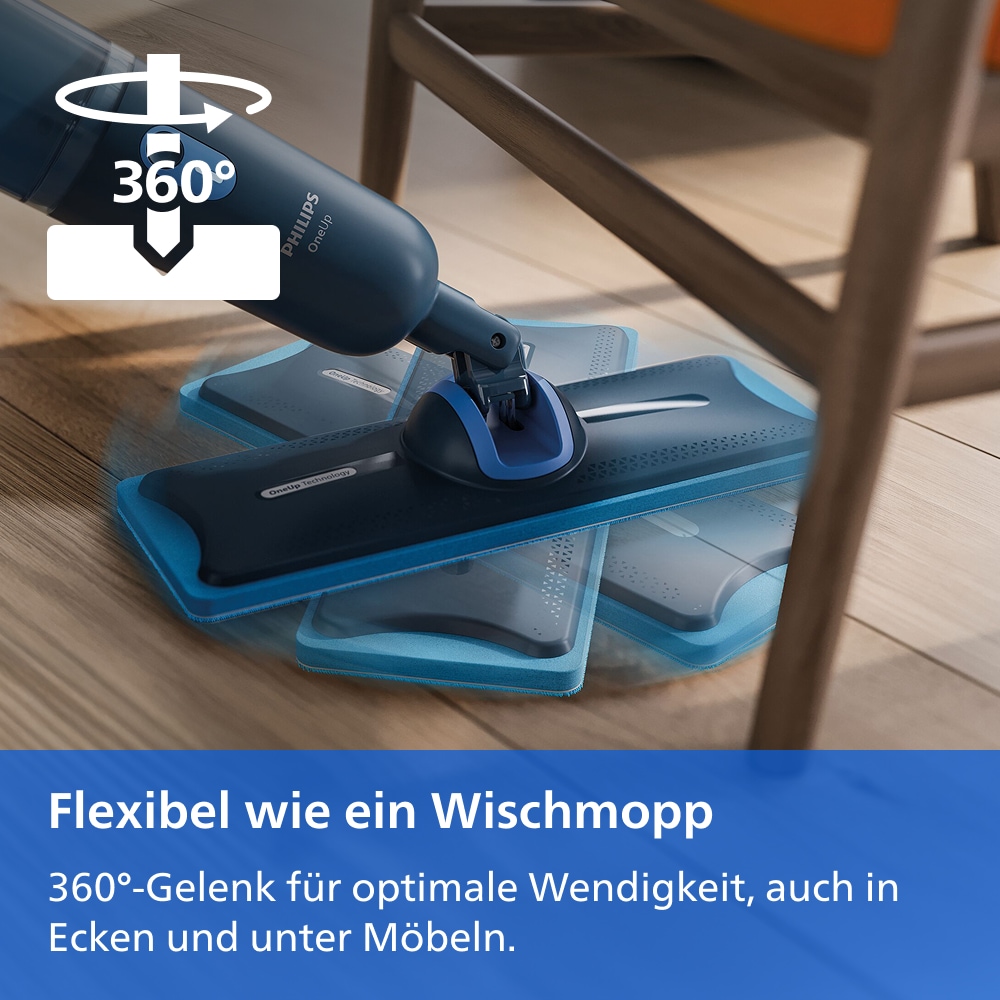 Philips Akku-Wischmopp »OneUp elektrischer Wischer 3000 Series XV3101/11« 50 min Akku-Laufzeit, inkl. 2 Pads und 40 ml Reiniger