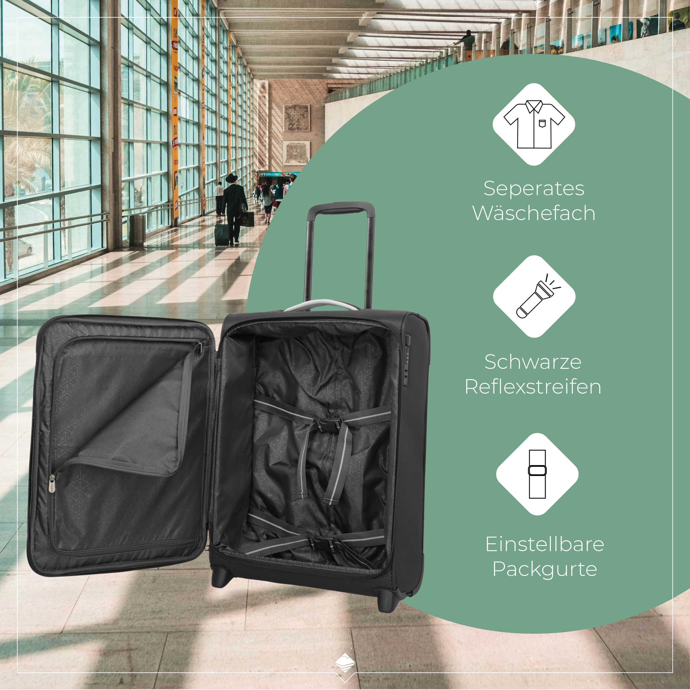 travelite Handgepäck-Trolley »JETPACK Multi Light 2 Cabin, konzipiert für Condor & Ryanair« 41 l 4 Rollen Weichgepäck-Koffer Handgepäck für die meisten gängigen Airlines