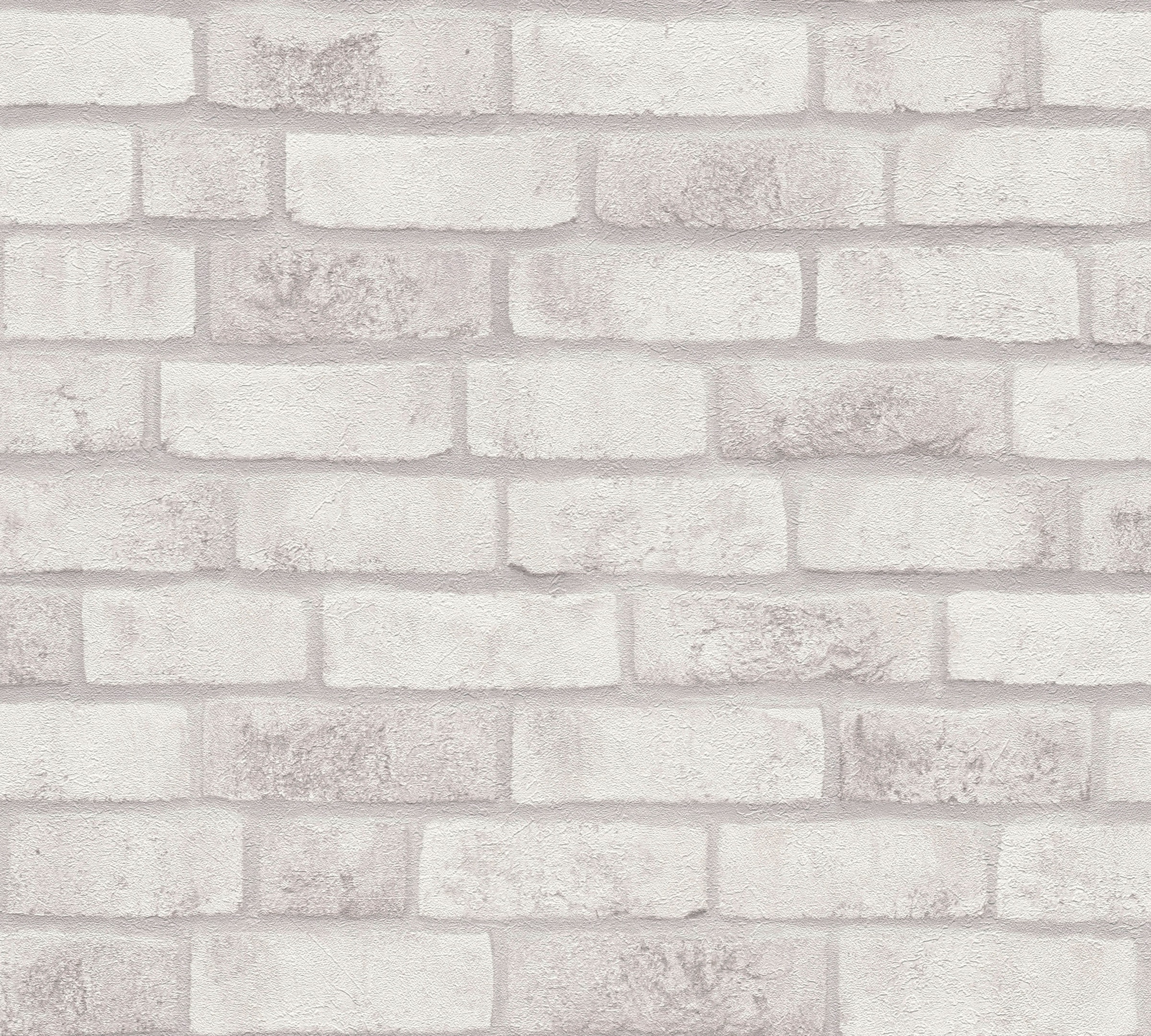 A.S. Création Vliestapete »Bricks & Stones Backstein«, matt-gemustert-neutral, Steintapete Tapeten Wohnzimmer Schlafzimmer Küche modern Design Optik