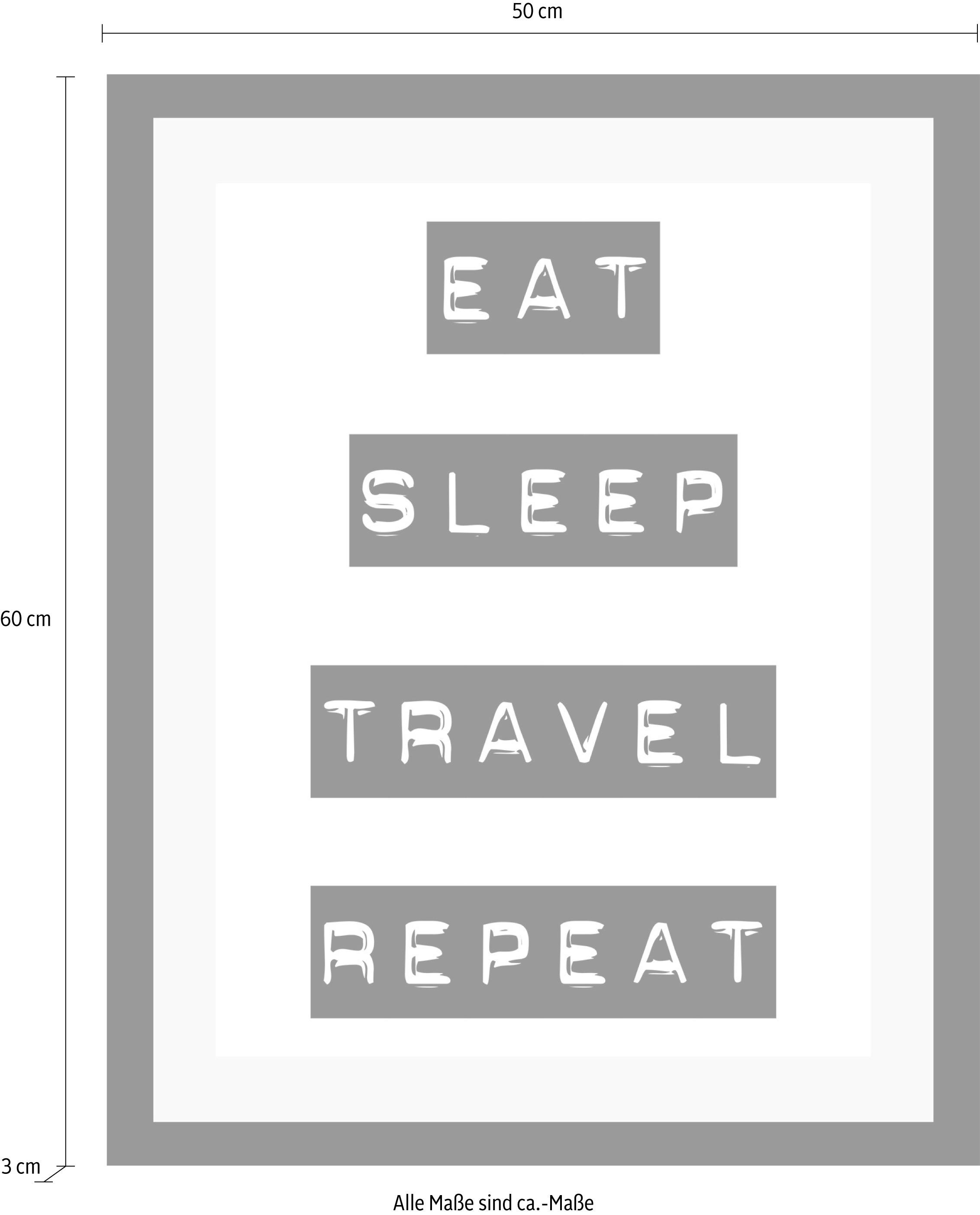 queence Bild »eat«, Sprüche & Texte-Schriftzug-Schwarz-Weiß-Motivationsbilder, HD Premium Poster-Druck inkl. Holzrahmen