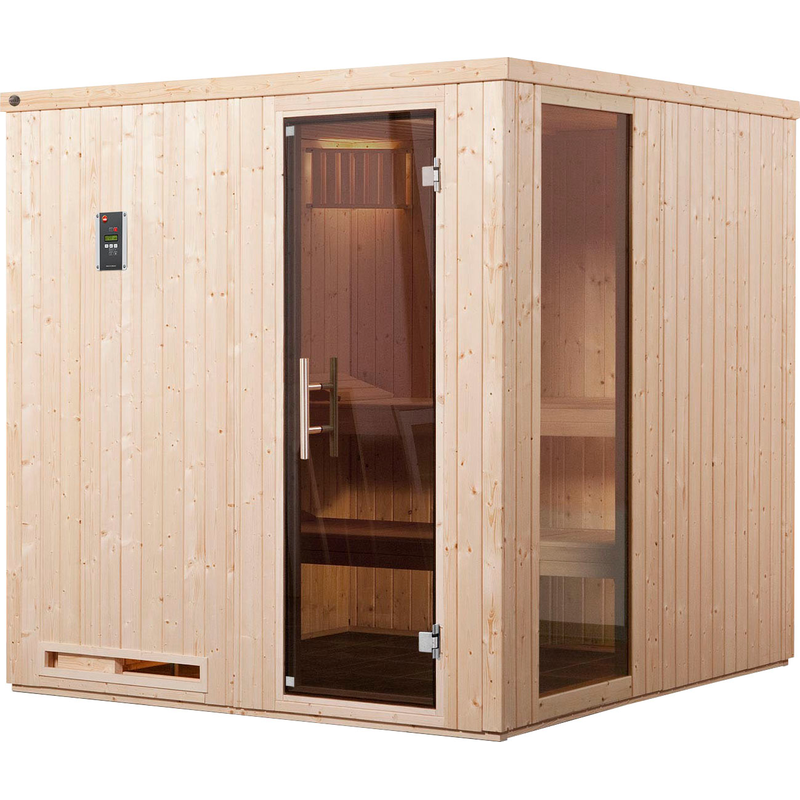 WEKA Sauna »Halmstad« Set, 7, 5 kW Bio-Ofen mit digitaler Steuerung natur