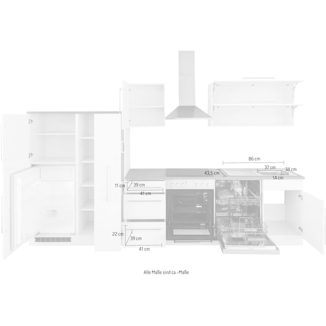HELD online 340 cm Breite E-Geräte, »Samos«, ohne MÖBEL bestellen Küchenzeile