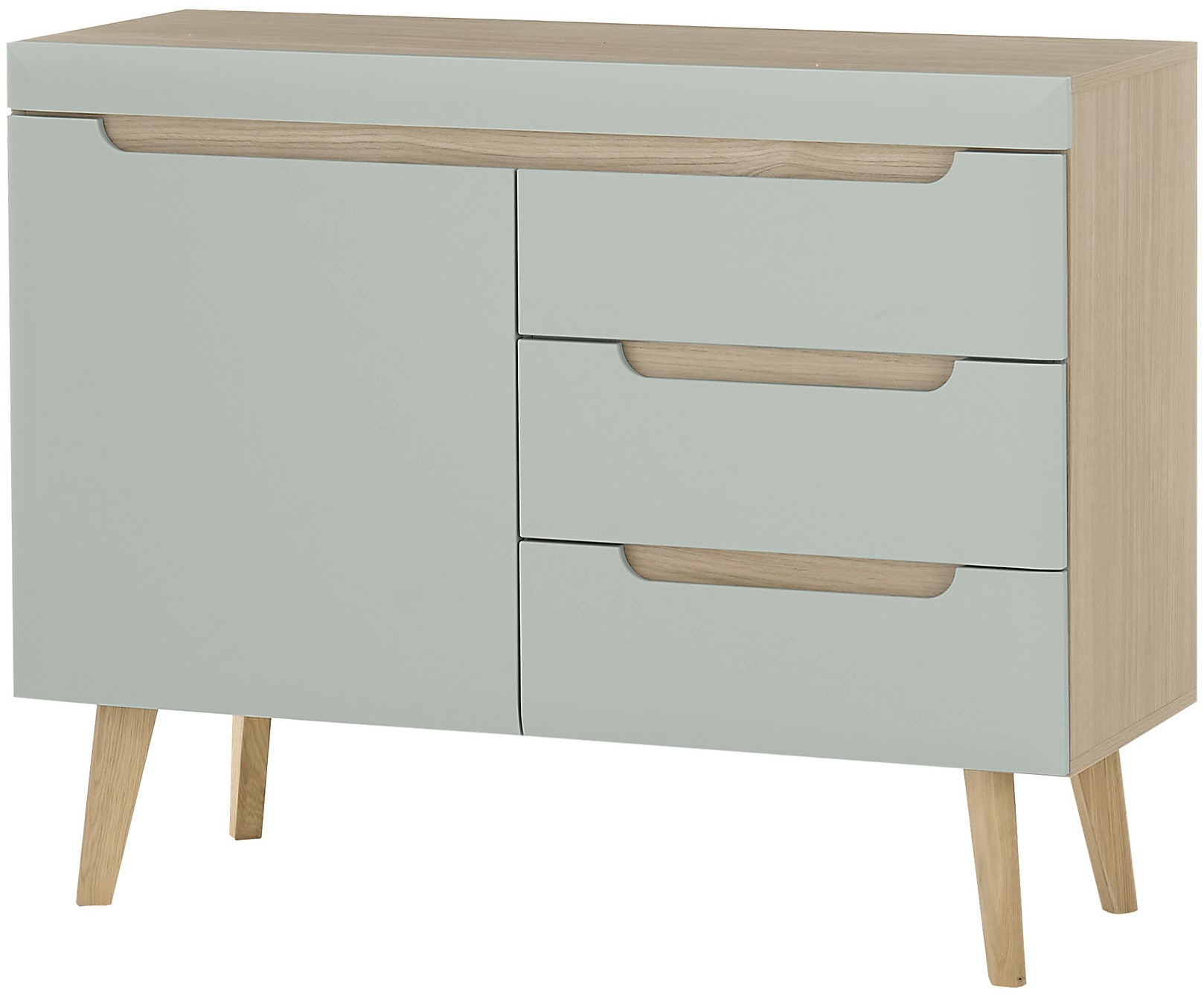 INOSIGN Sideboard »Torge, Anrichte, Kommode, Schubladenschrank«, (1 St.), abgeschrägte Füße, drei Farben, Scandi Design, 107 cm breit