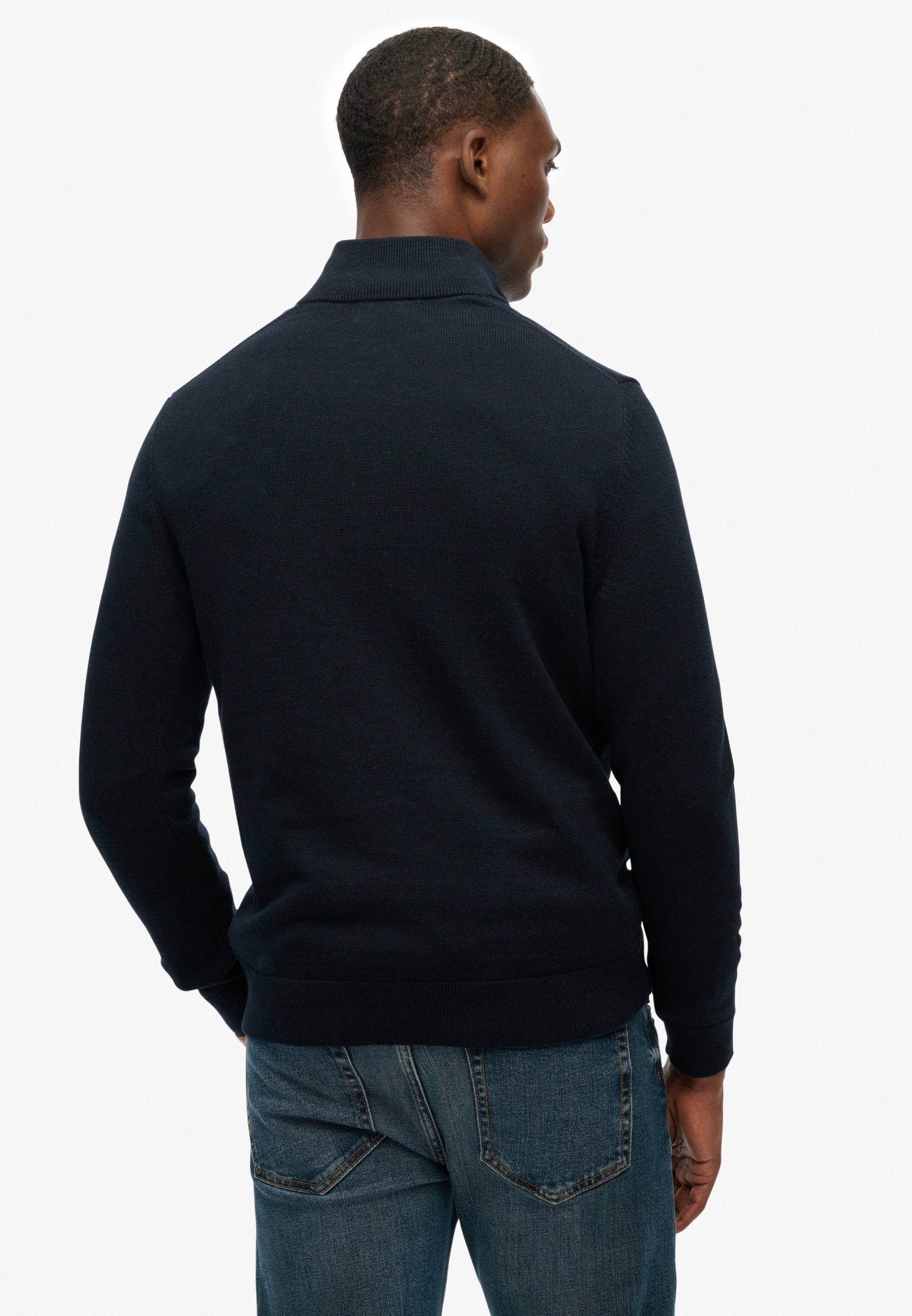 Superdry Troyer »ESSENTIALS COTTON HALF ZIP« aus Baumwolle, Slim Fit, hochschließender Kragen mit Reißverschluss