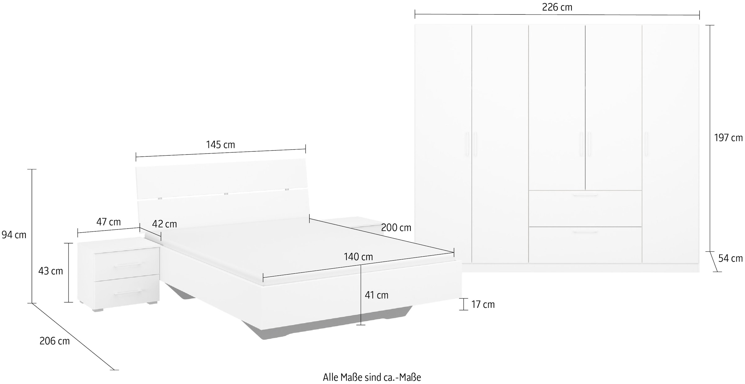 INOSIGN BY RAUCH Schlafzimmer-Set »Komplettschlafzimmer Schlafzimmer Challenger (Set 4-teilig)«, Schrank 2 Breiten, Bett 3 Breiten, 2 Nachttische MADE IN GERMANY