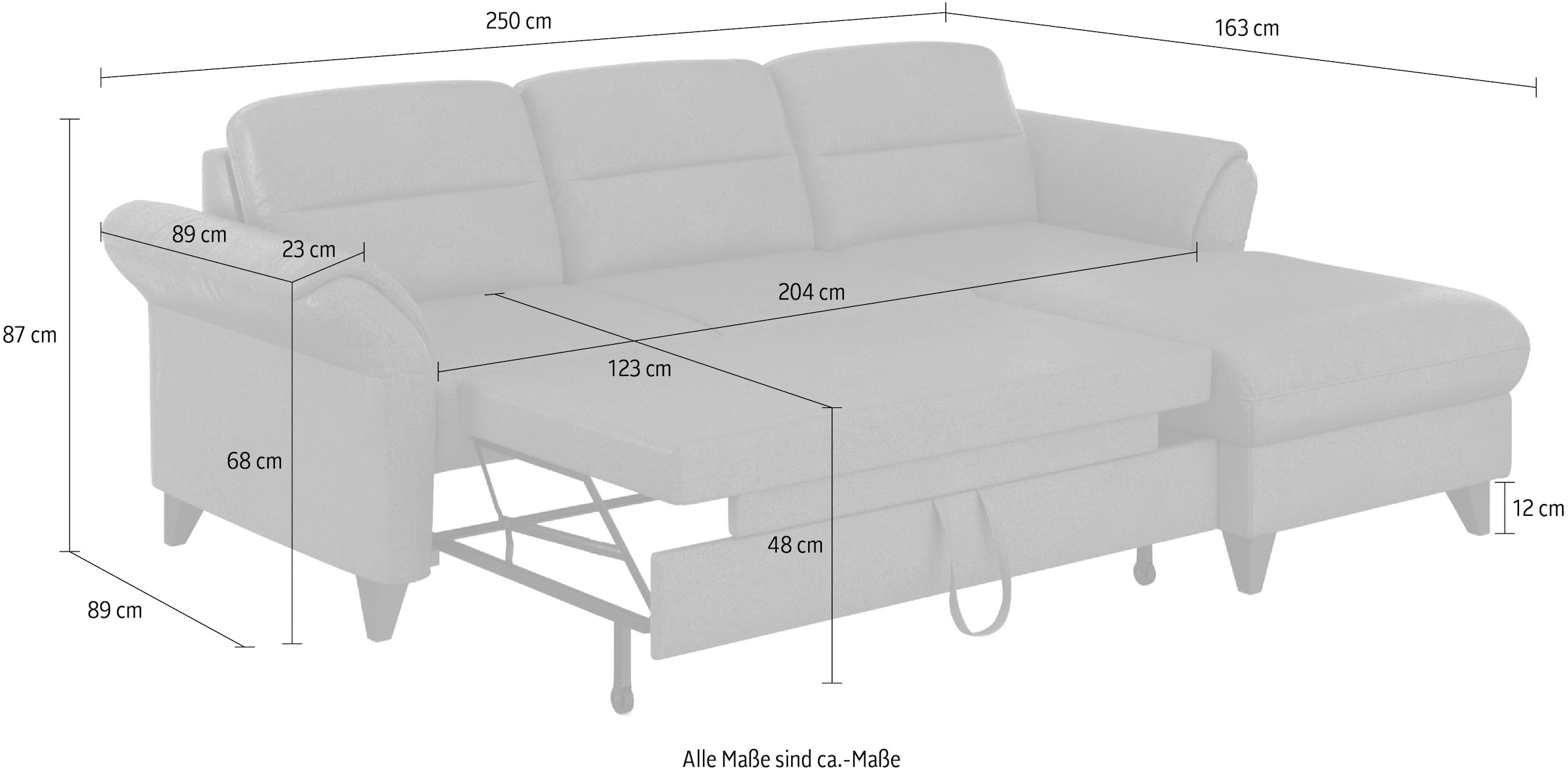 sit&more Ecksofa »Mellum L-Form«, Federkern, wahlweise mit Bettfunktion, Bettkasten und Armteilfunktion