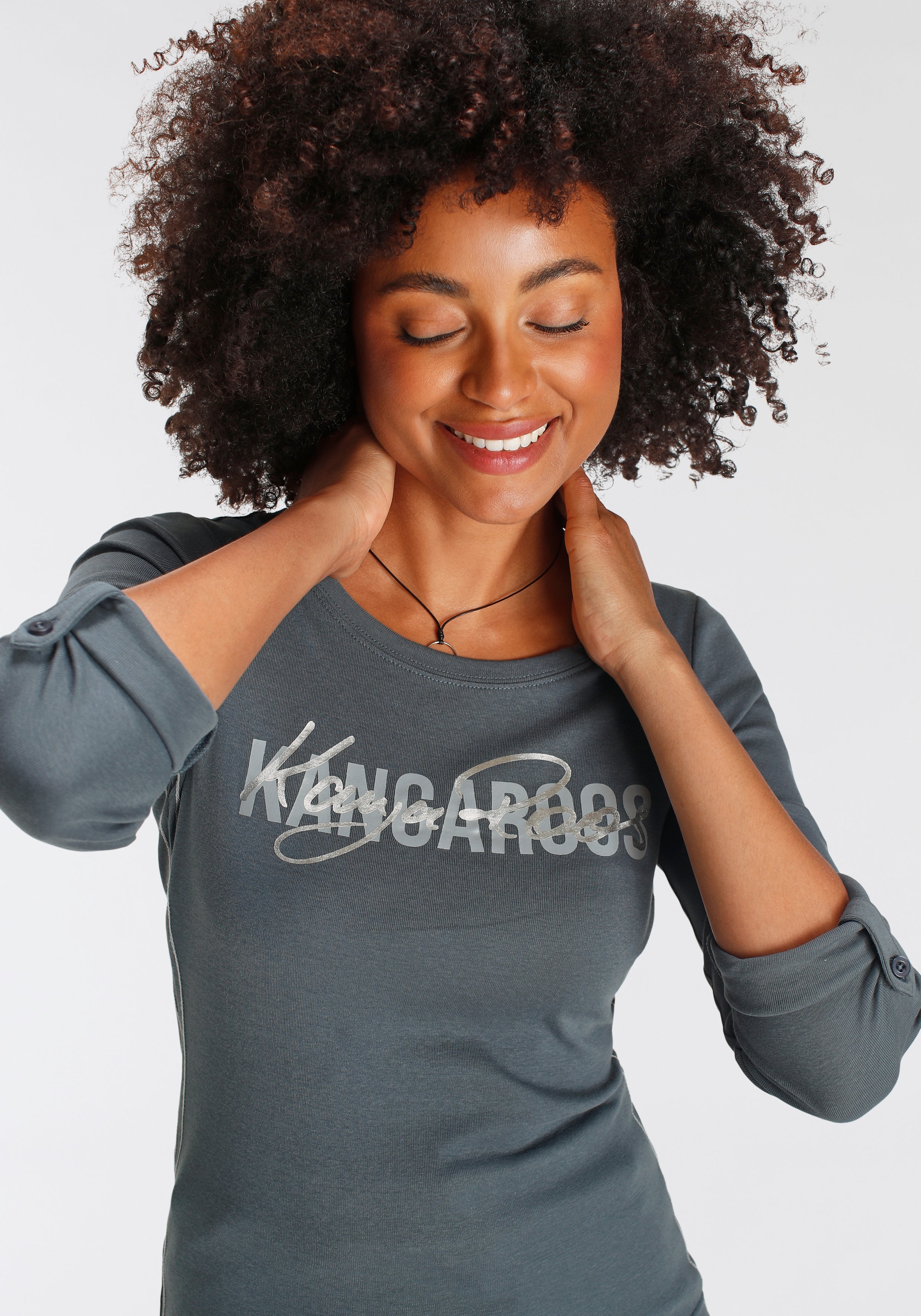 Krempeln collem zum Logodruck bestellen KOLLEKTION - KangaROOS NEUE online Langarmshirt, mit
