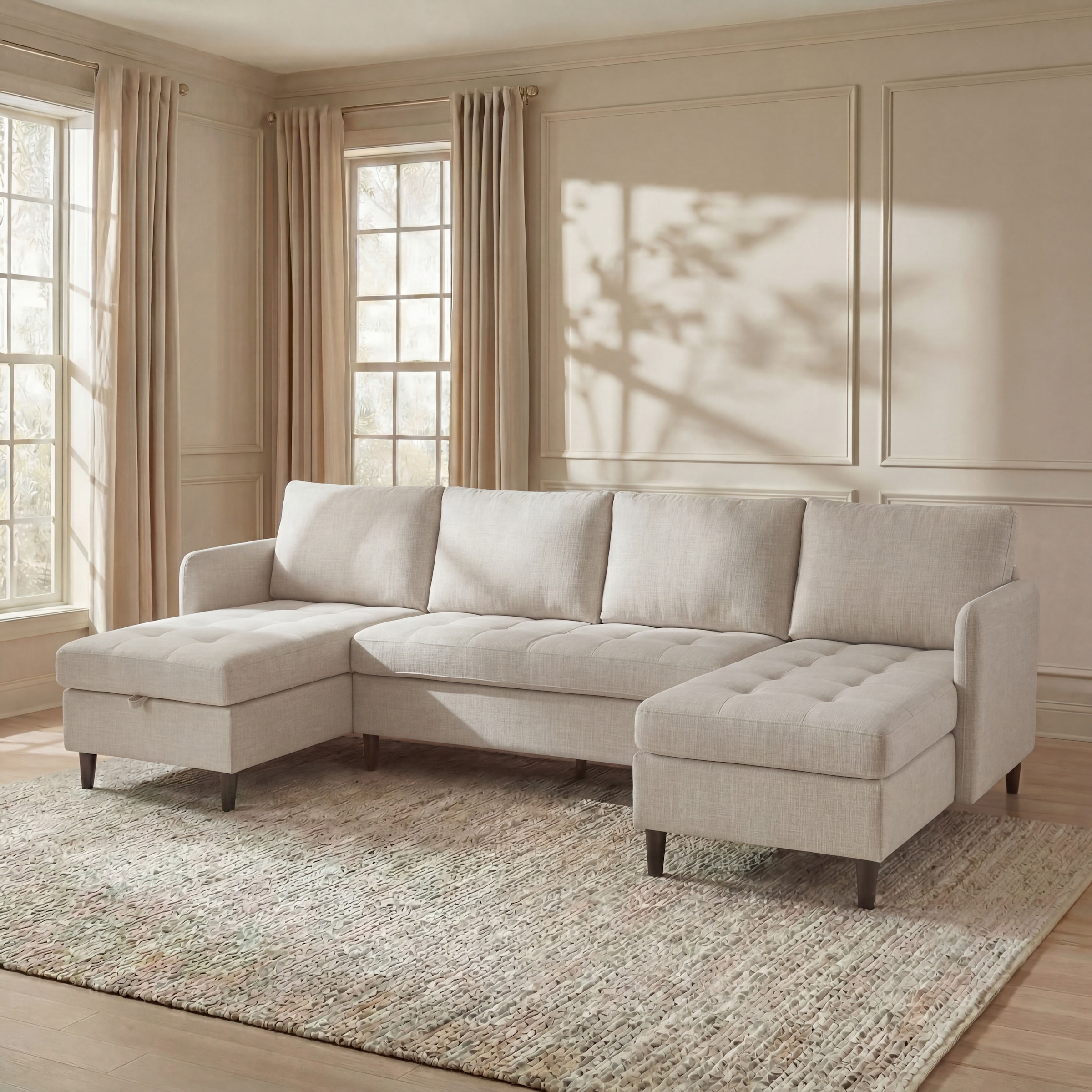 Dorel Home Wohnlandschaft »LINDHUS, U-Form, Breite 254 cm, verschiedene Stellvarianten, Modulsofa« Recamiere, Stauraum, Cord und Chenille-Bezug