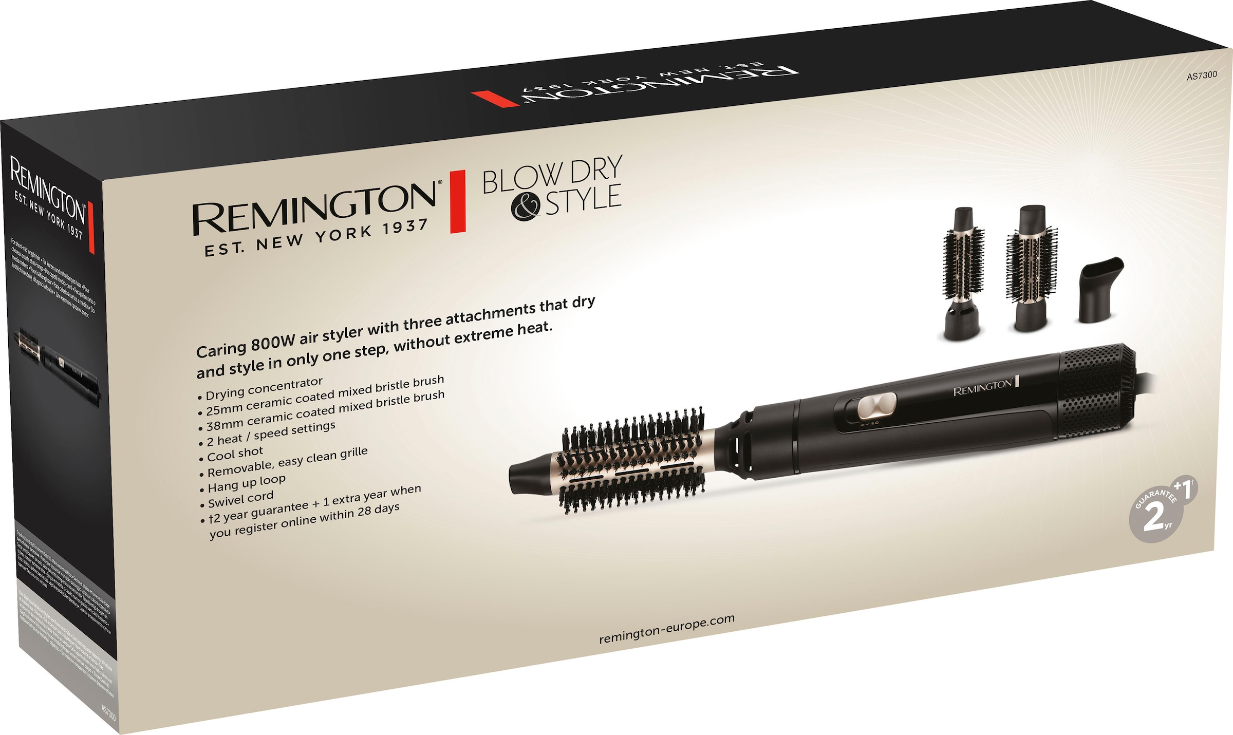 für 3 Rund-& 800 / Remington Warmluftbürste Haare (Airstyler Style »Blow Aufsätze}, online Lockenbürste) kaufen Watt & AS7300«, kurze-mittellange Dry