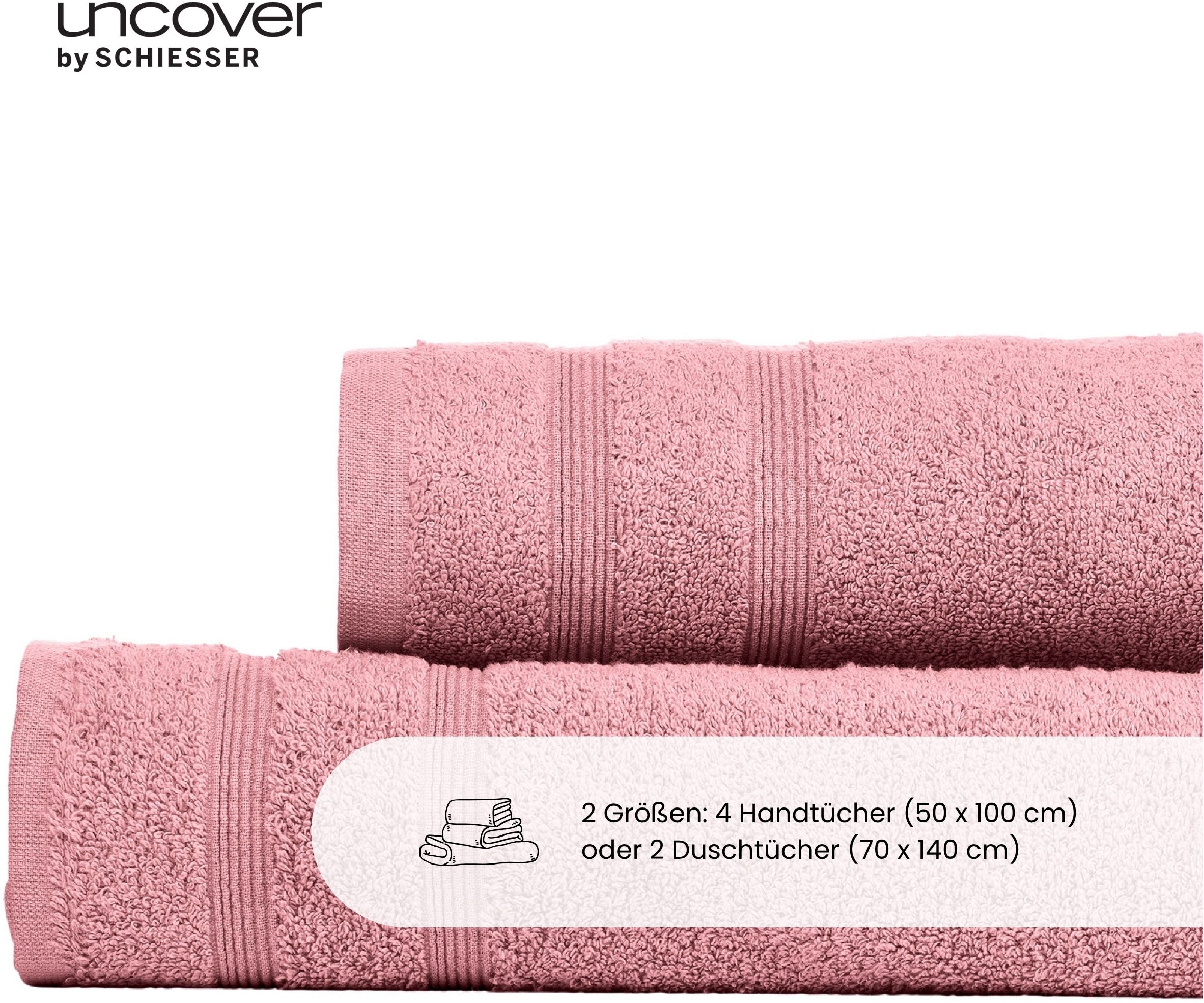 uncover by SCHIESSER Handtücher »Brooklyn mit dezenter Bordüre in Hoch-Tief-Optik« OEKO-TEX® MADE IN GREEN