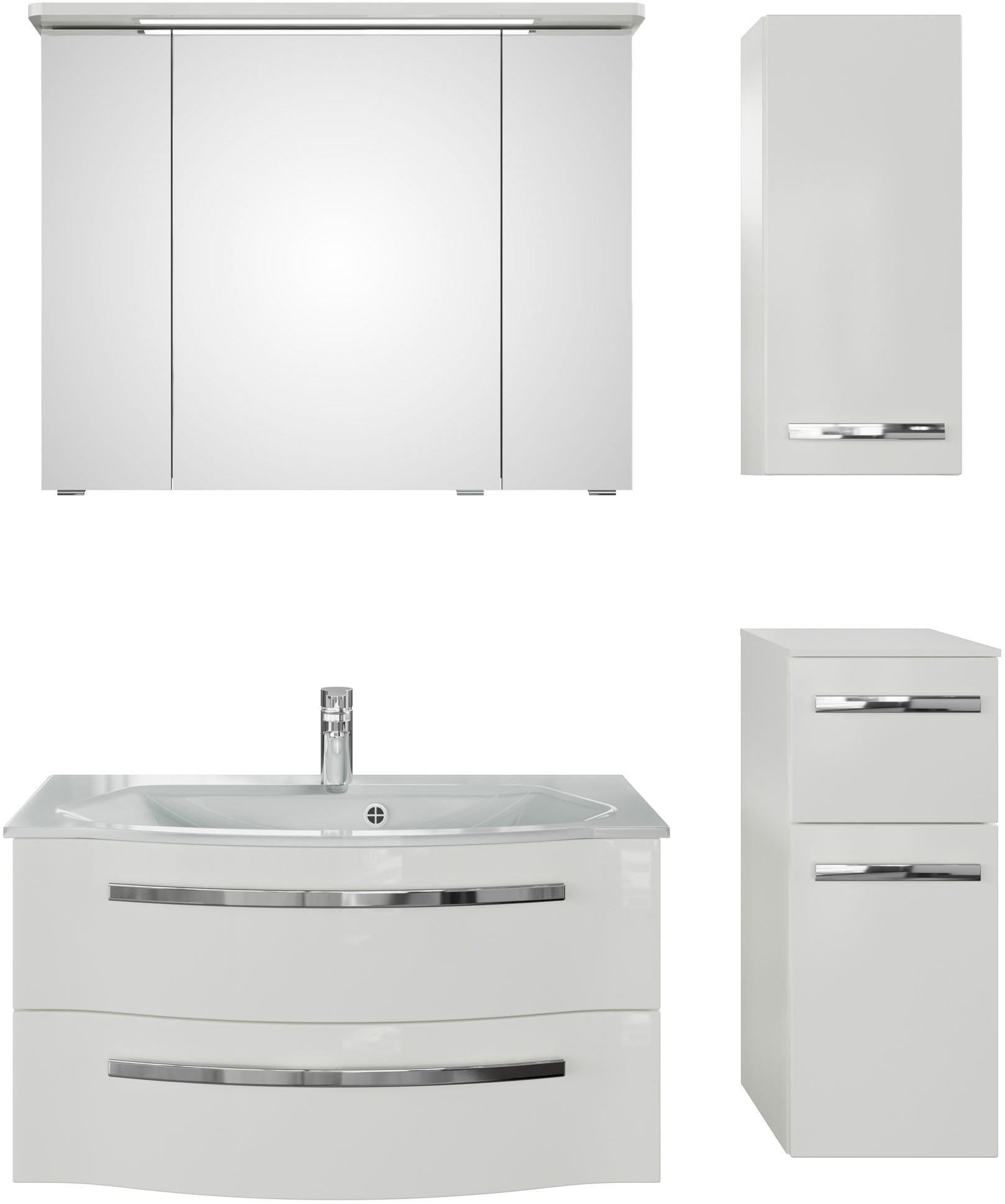 Saphir Badmöbel-Set »Serie 4005, vormontiert, Glaswaschbecken, Spiegelschra günstig online kaufen