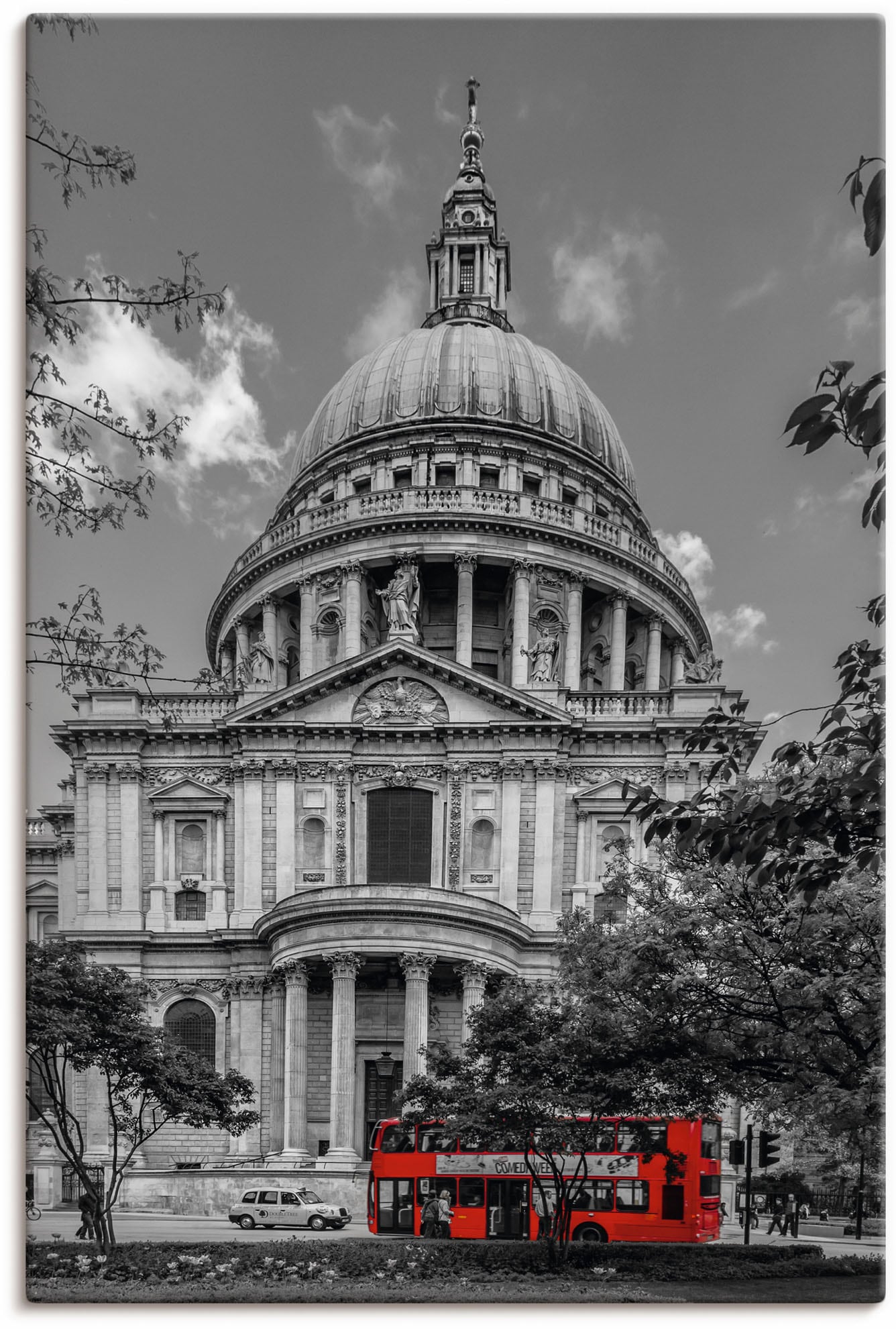 Artland Leinwandbild »London St. Paul’s Cathedral & Roter Bus«, London, (1 St.), auf Keilrahmen gespannt