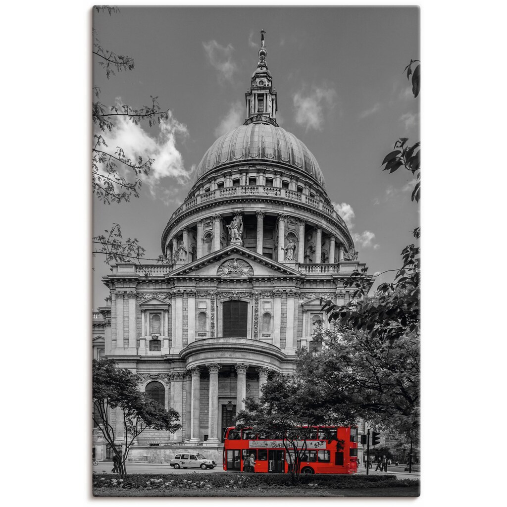 Artland Leinwandbild »London St. Paul’s Cathedral & Roter Bus«, London, (1 St.)