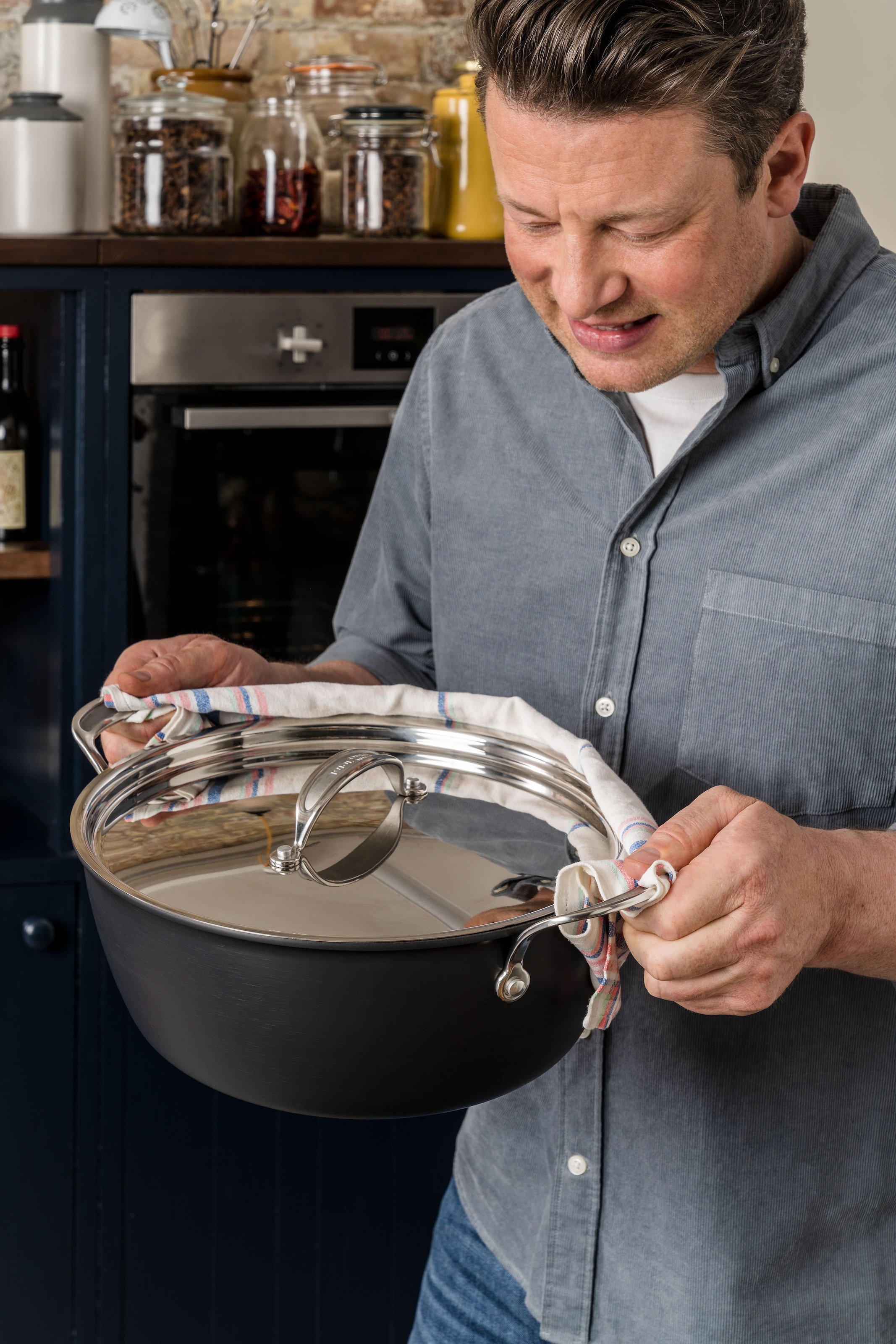 Tefal Kochtopf »H91254 Jamie Oliver Batch-Cooking Set«, Aluminium,  Antihaftversiegelung, Thermo-Signal, Induktion, Rezeptbuch, 30 cm kaufen