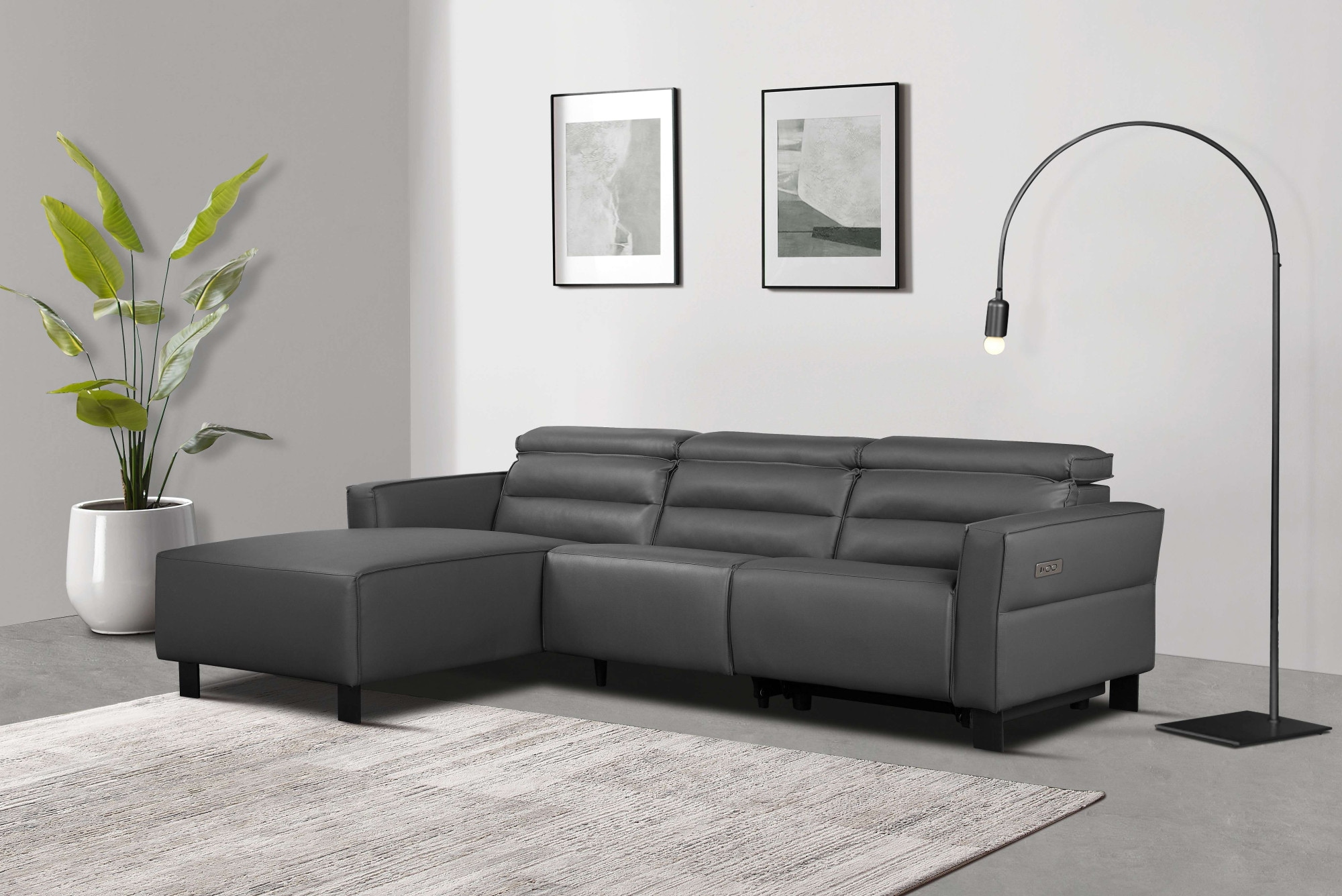 Places of Style Ecksofa »Carpari, L-Form, 263 cm, manuelle o. elektrische Relaxfunktion,«, USB A/C und Kopfteilverstellg