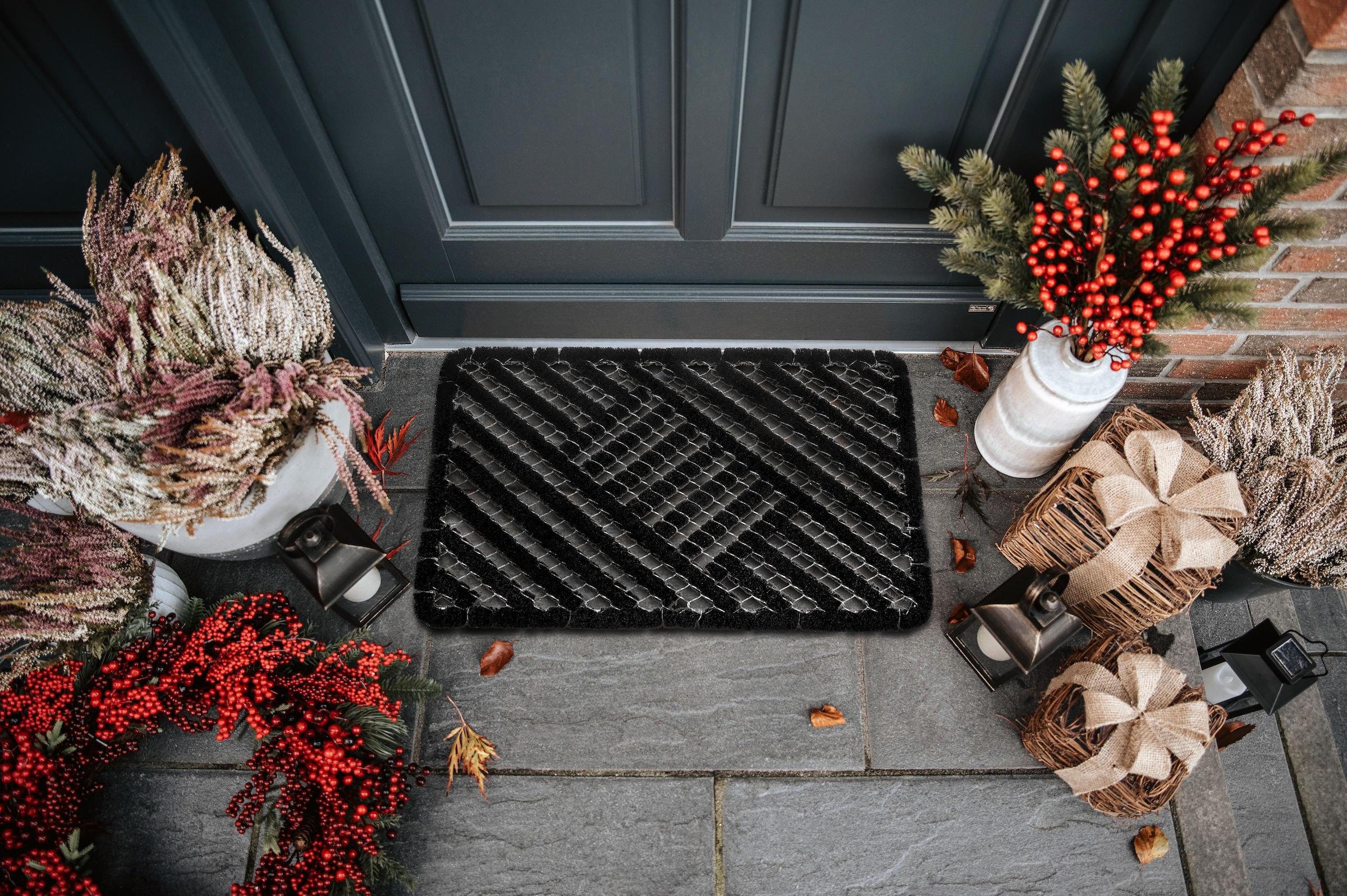 HANSE Home Fußmatte »Grid Brushes Mat, Türmatte«, rechteckig, 33 mm Höhe, Gitter, Robust, Bürsten, Innen, Außen, Schmutzabtreter, Wetterfest