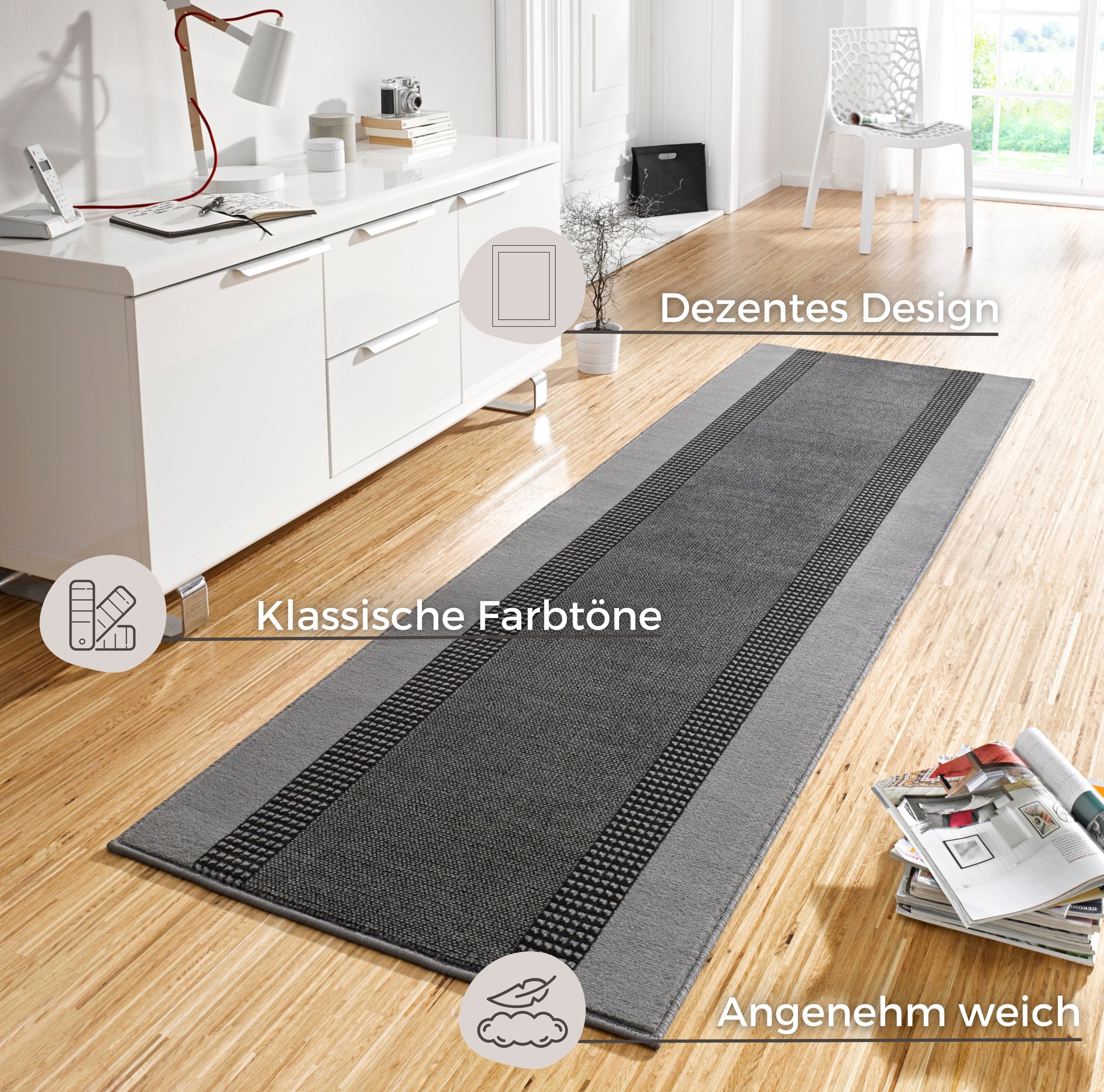 HANSE Home Läufer »Band«, rechteckig, Kurzflor, Weich, Wohnzimmer, Schlafzimmer, Esszimmer Küche, Flur