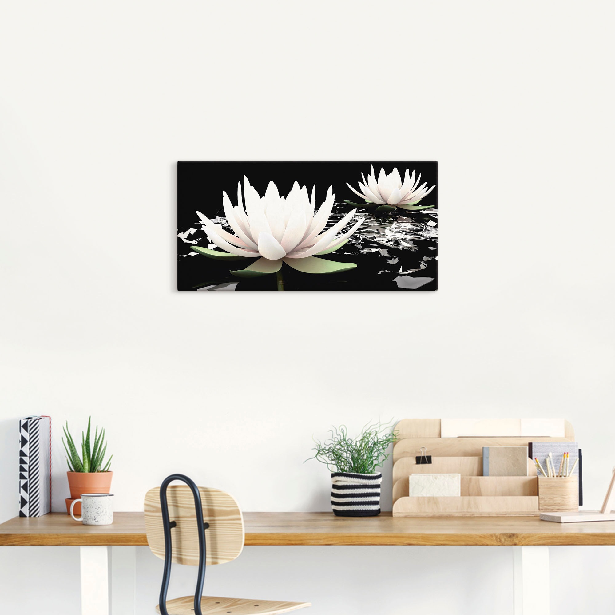 Artland Wandbild "Zwei Lotusblumen auf dem Wasser", Blumen, (1 St.), als Al günstig online kaufen