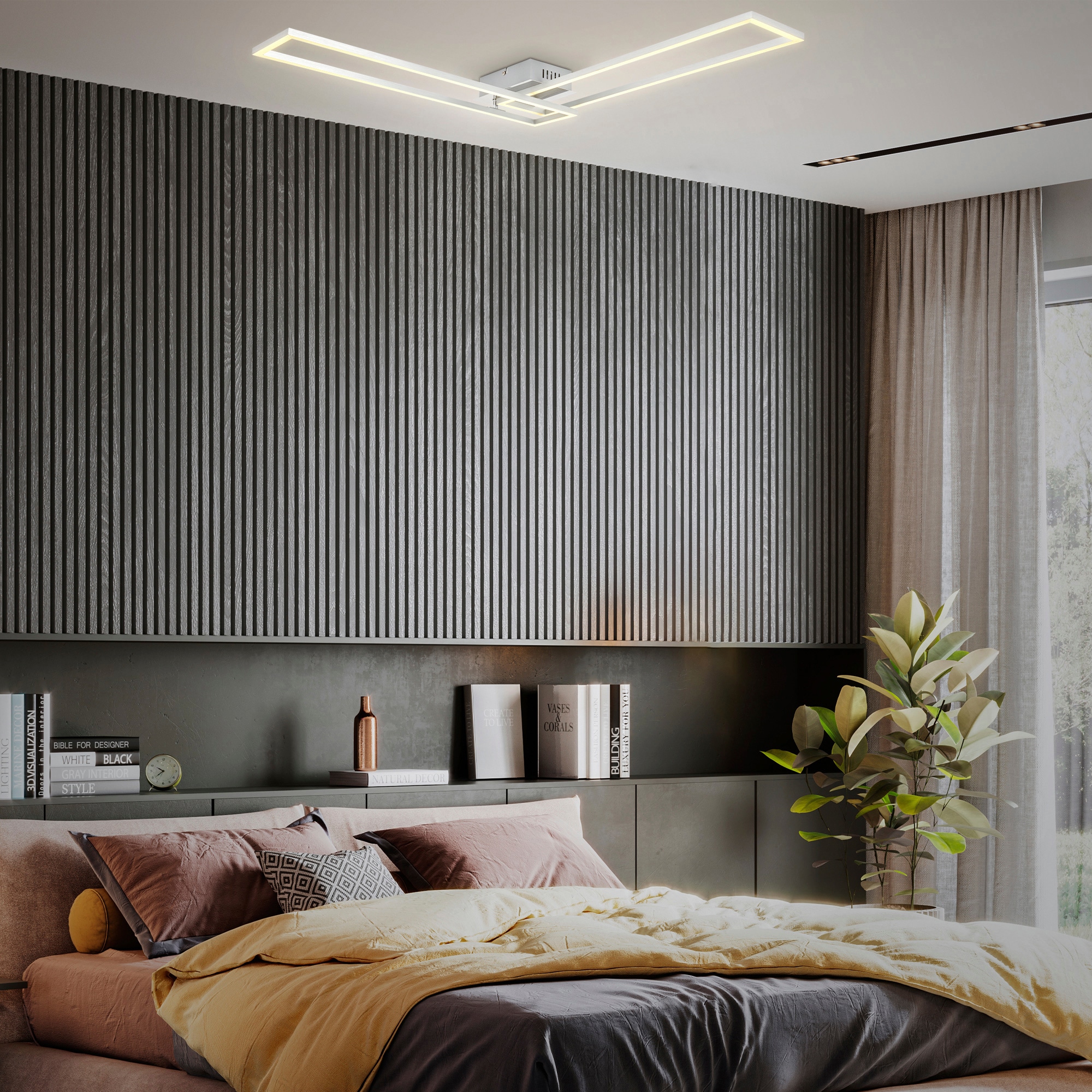 B.K.Licht LED Deckenleuchte,  in gebürsteter Alu-Optik, LED-Platine 40 Watt, 4.000lm (2x LED-Modul mit je 2000lm), 3.000K 