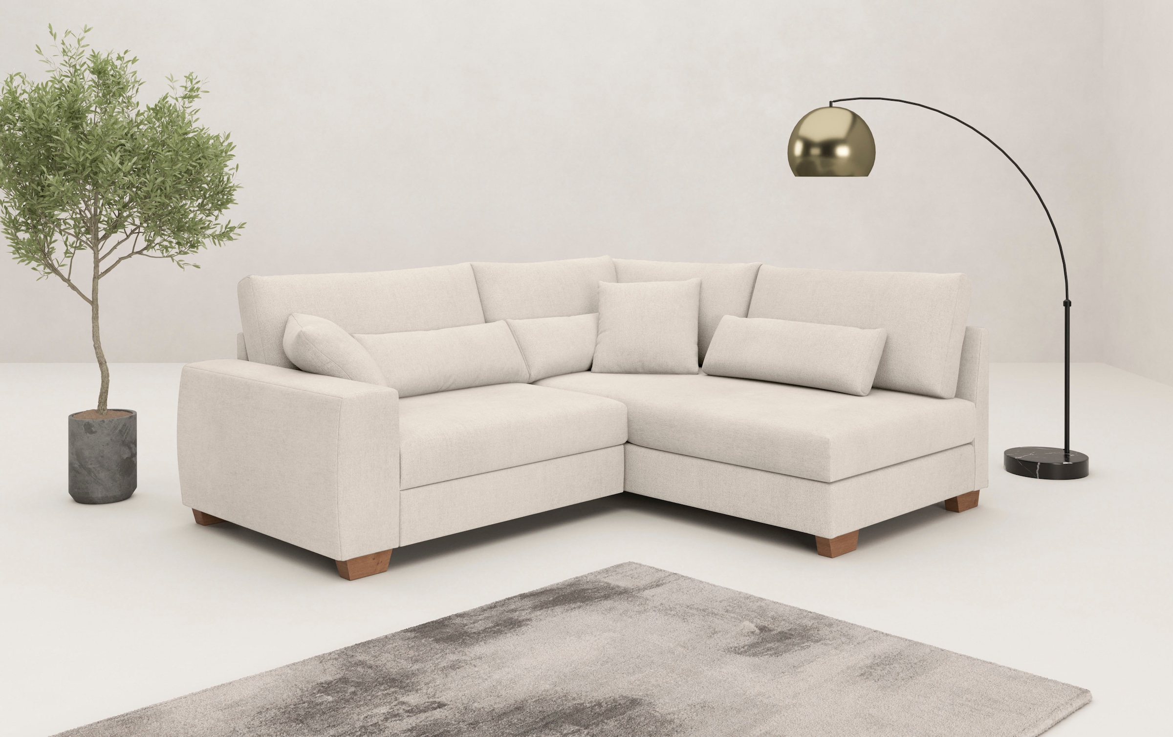 Mr. Couch Ecksofa »Hilla L-Form« Mit Federkern, wahlweise mit Bettfunktion günstig online kaufen