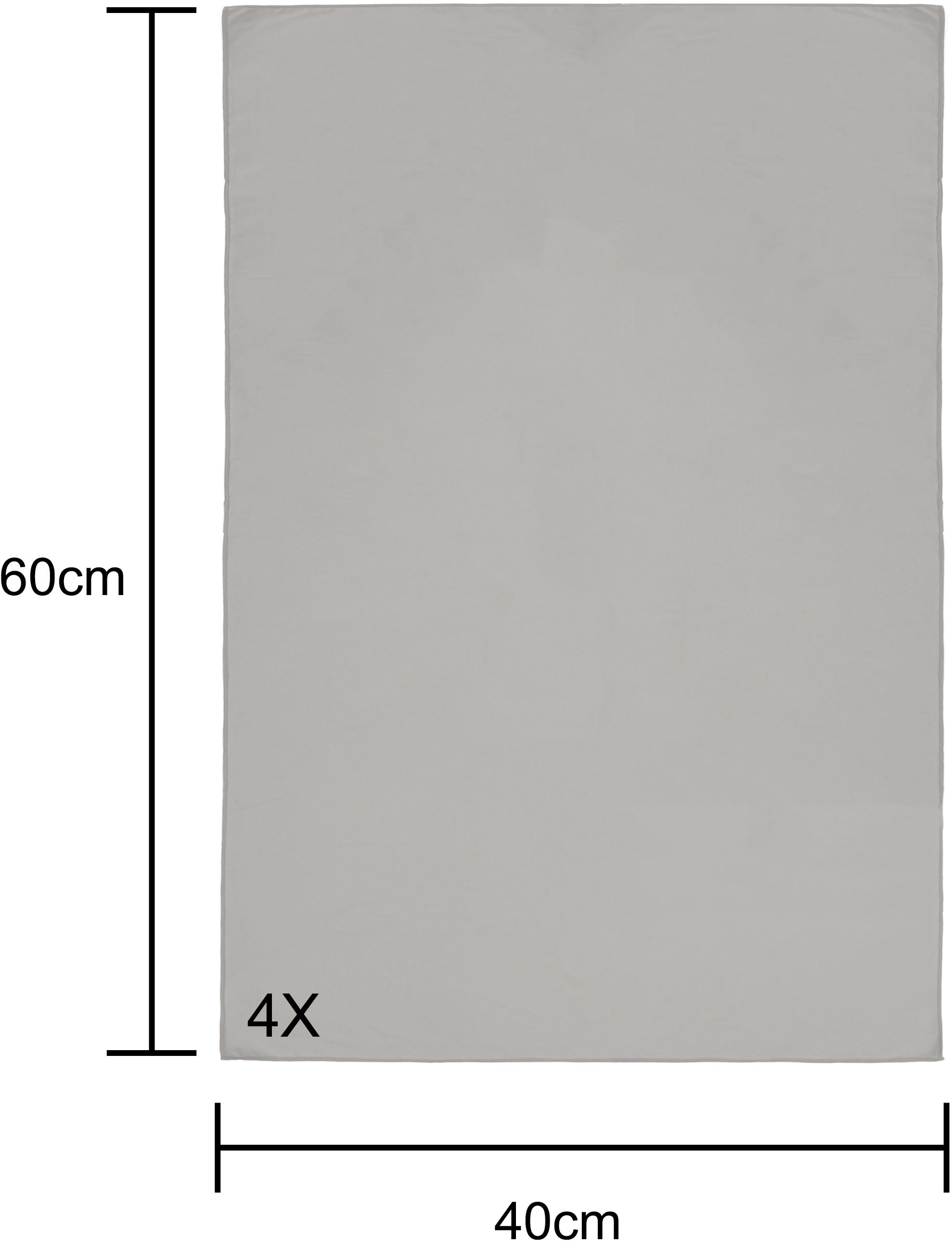 my home Reisehandtuch »Xavi, 4 x 40x60cm ideal als Sporthandtuch, Reisehandtuch«, (Set, 4 St.), als Serie und Set, sehr leicht, kompakt, schnelltrocknend, Mikrofaser