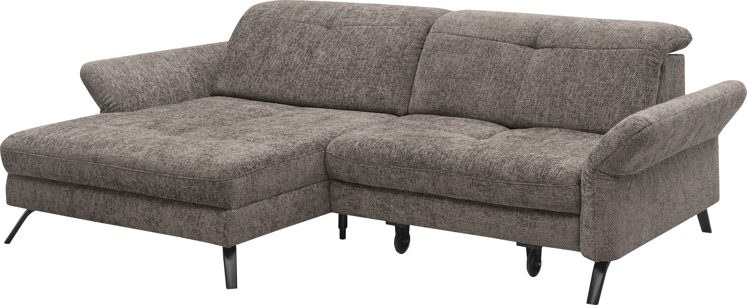 set one by Musterring Ecksofa »SO 4400 V«, wahlweise mit motorischer Bettfunktion & Kopfverstellung, Fuß schwarz