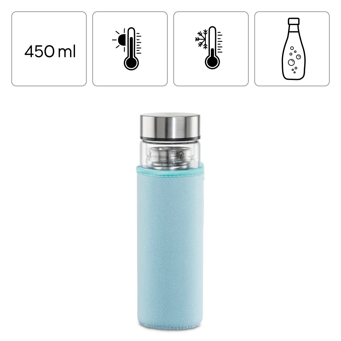 Xavax Trinkflasche »Trinkflasche 450 ml (auslaufsicher, für Kohlensäure, Frucht-/Teesieb)«