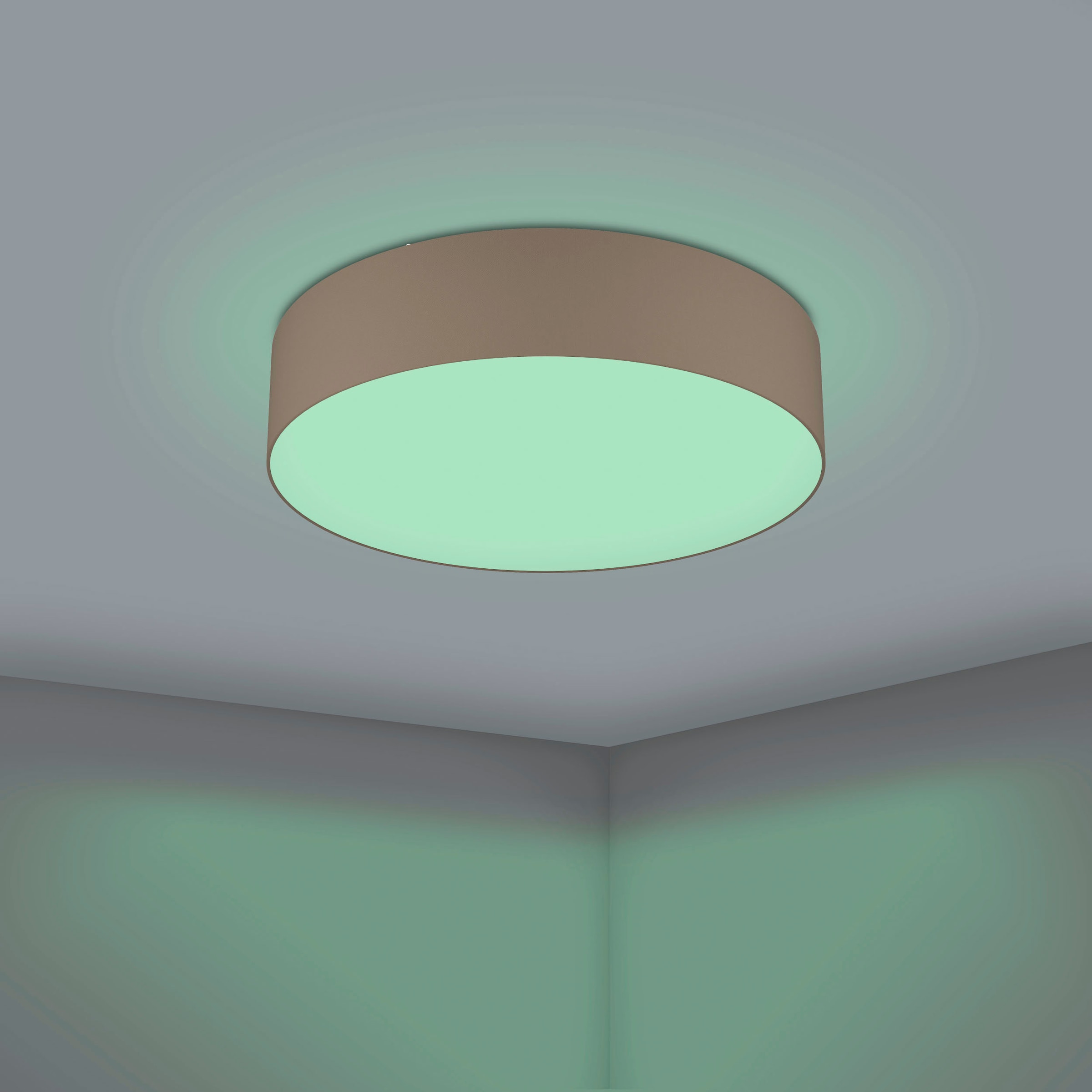 EGLO Deckenleuchte »ROMAO-Z Deckenlampe taupe, Textil, ZigBee 3.0, Timer, Disco-Modus«, Leuchtmittel LED-Modul | LED fest integriert, App / Sprachsteuerung Alexa, ‎‎‎‎‎‎‎Ø 77cm, exkl. Fernbedienung