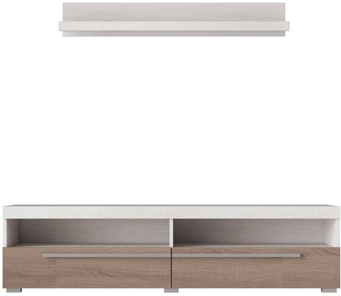 INOSIGN Lowboard »Roger,Breite 140 cm, stilvolle TV-Kommode, inclusive Wandboard«, TV-Schrank mit viel Stauraum, TV-Board, 2 Klappen